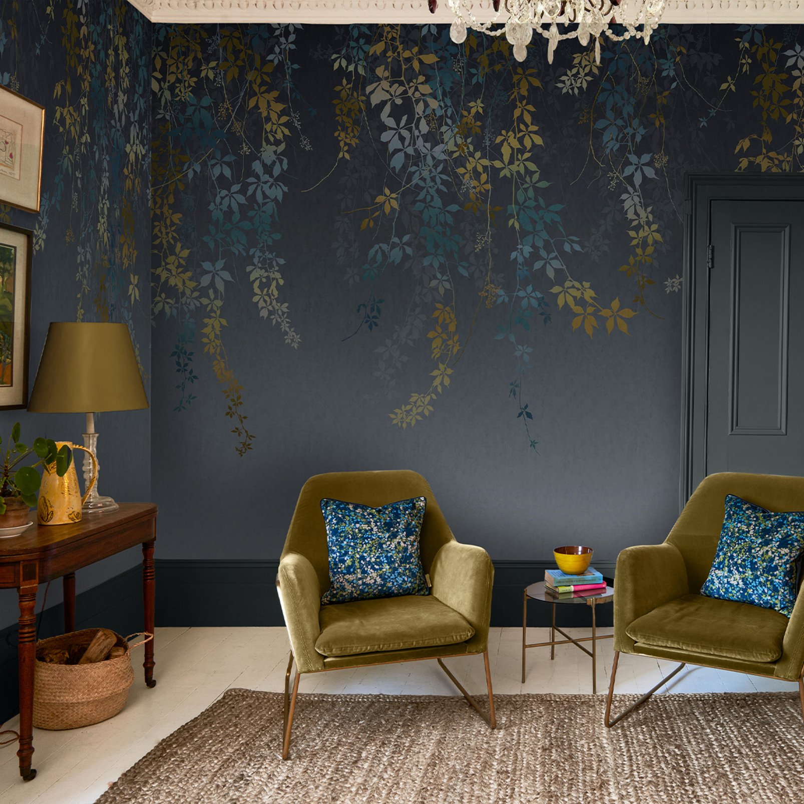 Virginia Creeper Indigo Bespoke Mural - 130015_ROOMSET_VIRGINIA CREEPER INDIGO_01.jpg