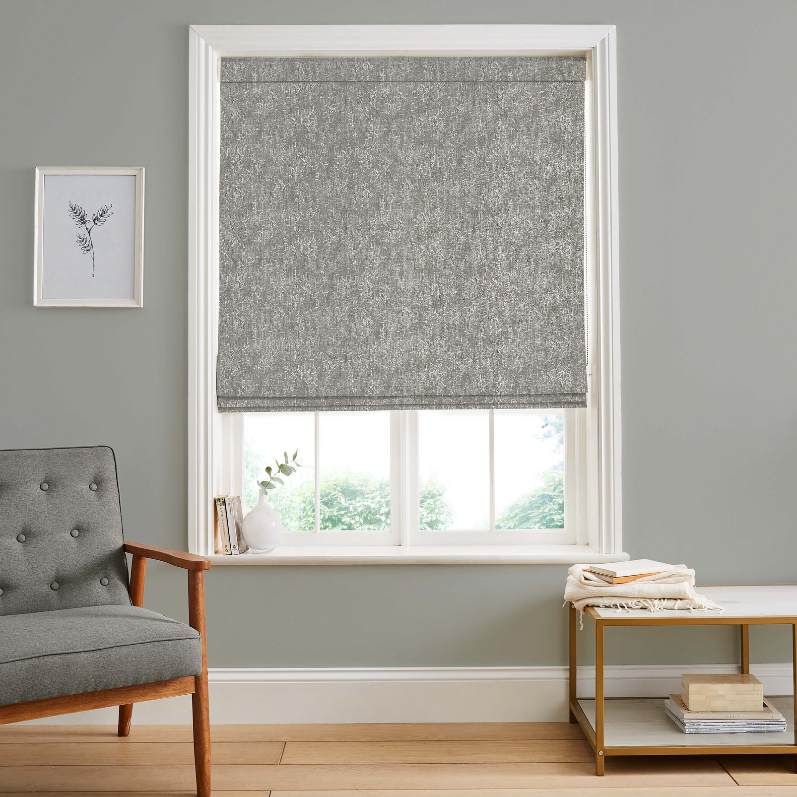 Dream Soft Grey Roman Blind in a Roomset