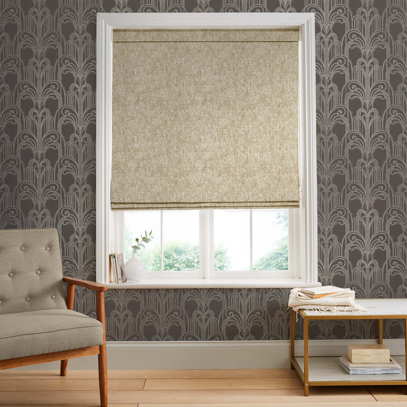 Dream Soft Gold Roman Blind - 116098rom_ROOMSET_01.jpg