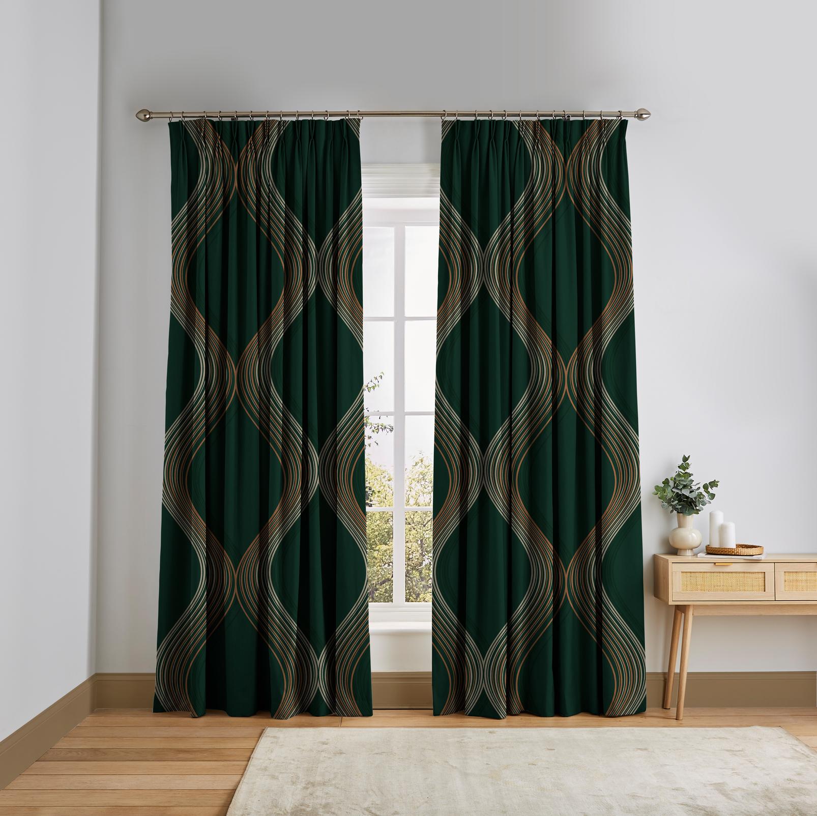 Euphoria Emerald Curtains in a Roomset