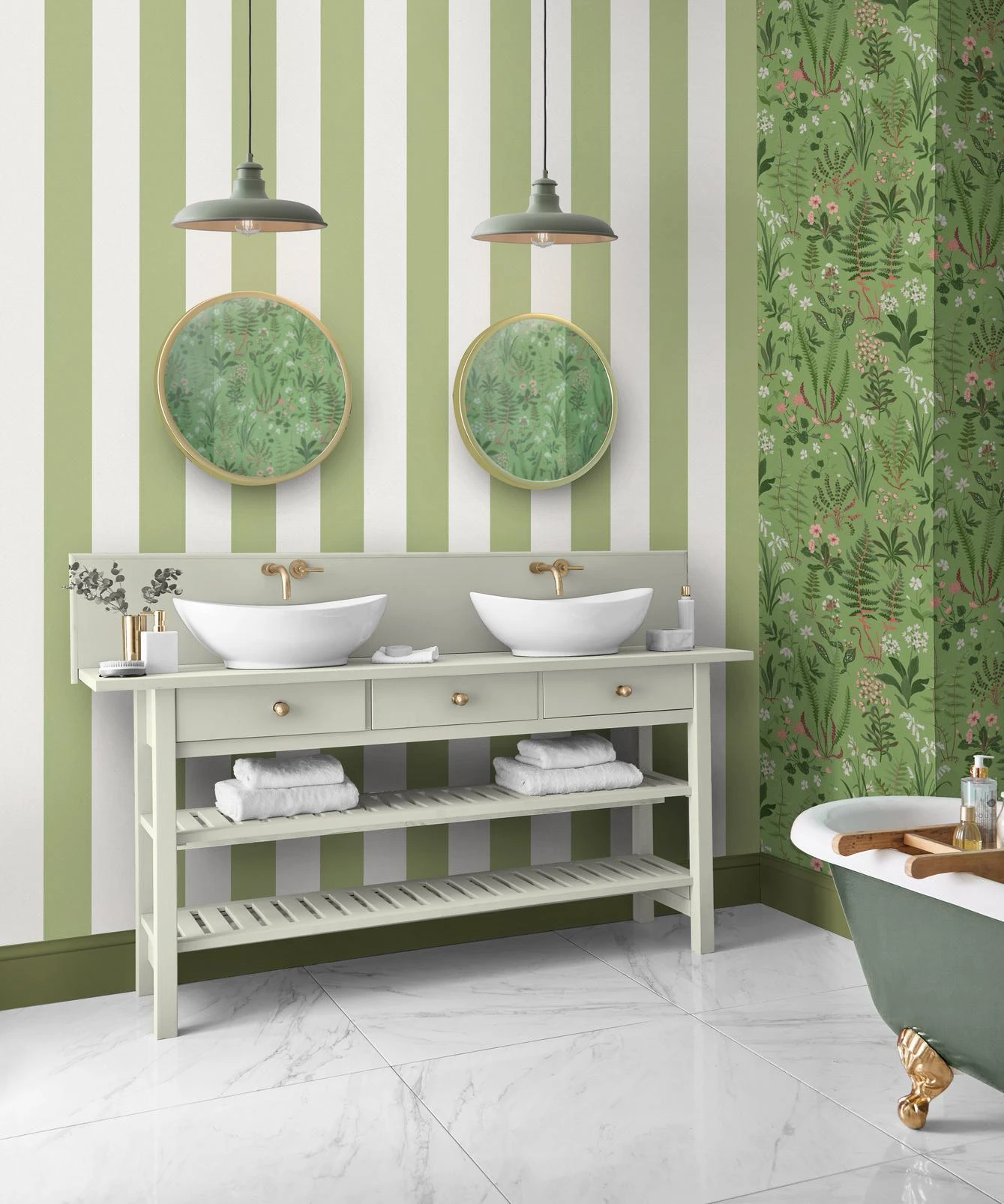 Quartet Stripe Green Wallpaper - 131443_ROOMSET_01.jpg
