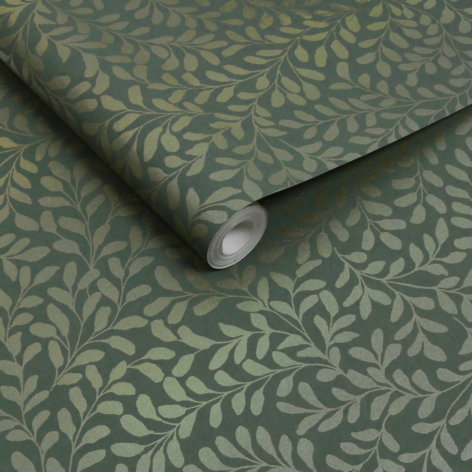Gilded Leaf Olive Wallpaper - 130370_ROLLSHOT_01.jpg