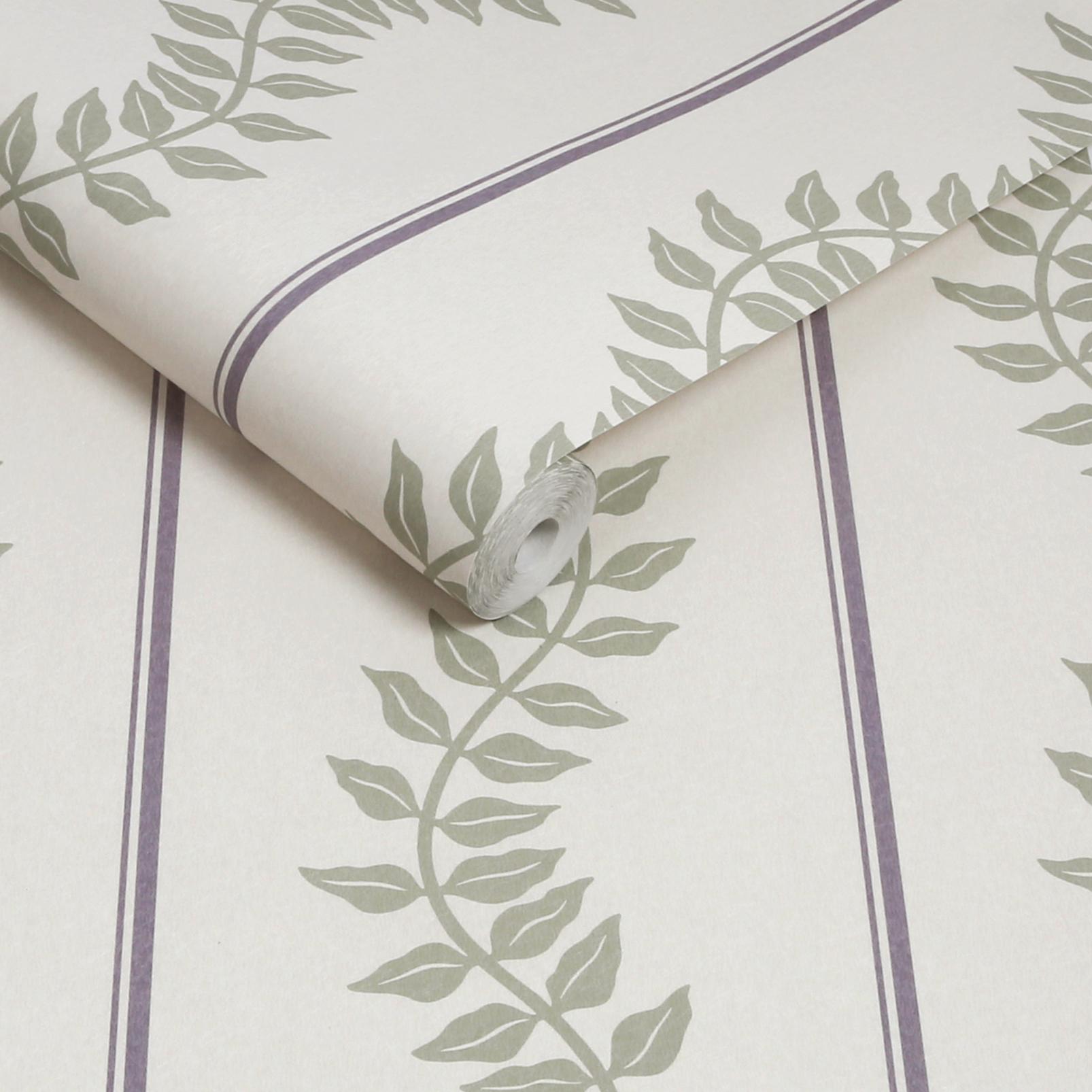 Laurel Leaf Stripe Mauve & Sage Wallpaper - 130293_ROLLSHOT_01.jpg