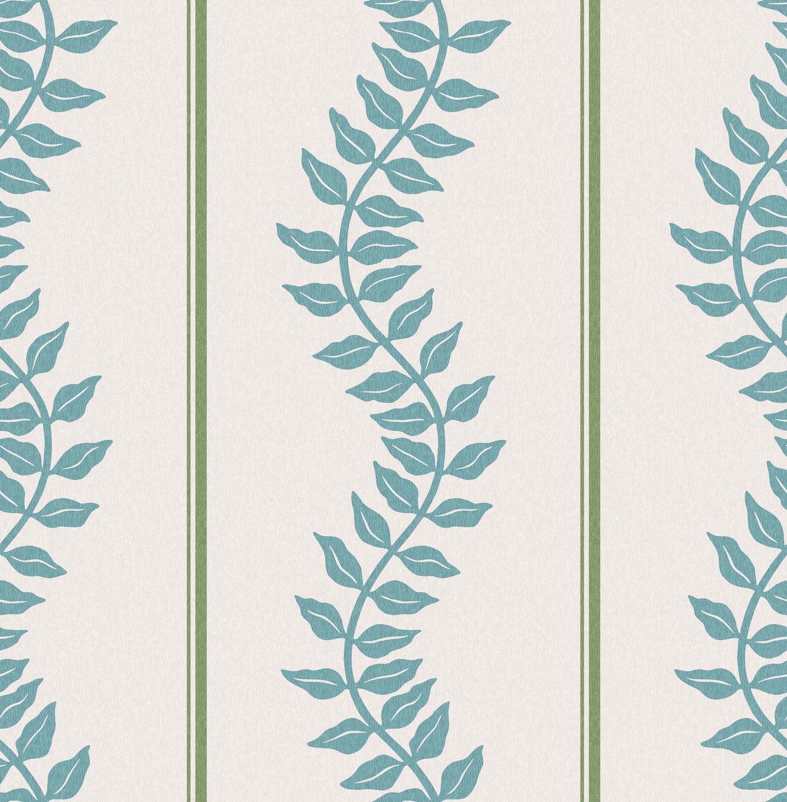 Laurel Leaf Stripe Blue & Green Wallpaper - 130290_TILE_01.jpg