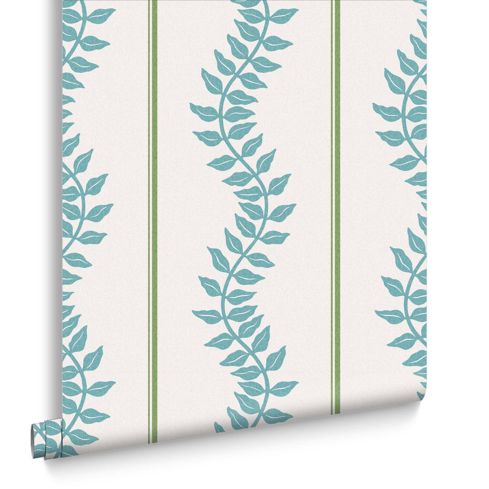 Laurel Leaf Stripe Blue & Green Wallpaper - 130290_DIGITAL_ROLL_01.jpg