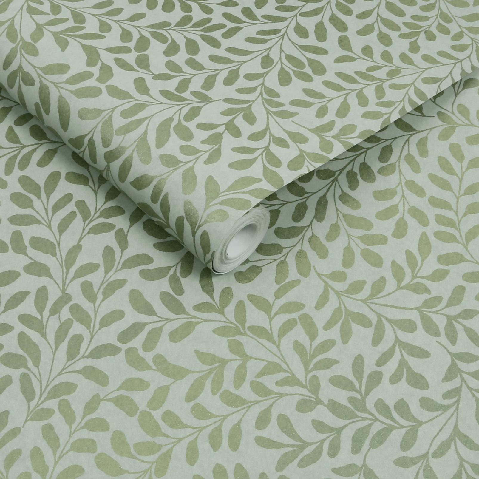 Gilded Leaf Sage & Pale Gold Wallpaper - 130369_ROLLSHOT_01.jpg