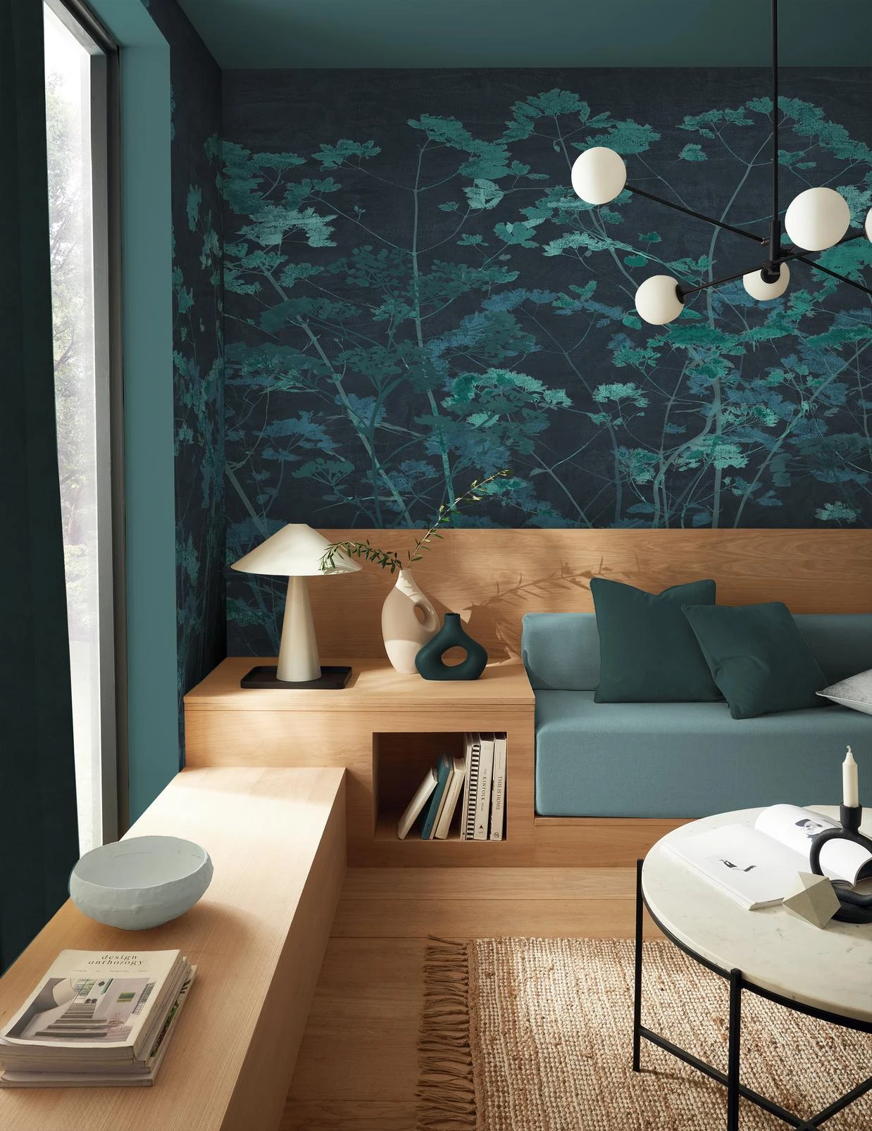 Flower Press Teal Bespoke Mural - 139973_ROOMSET_02.jpg