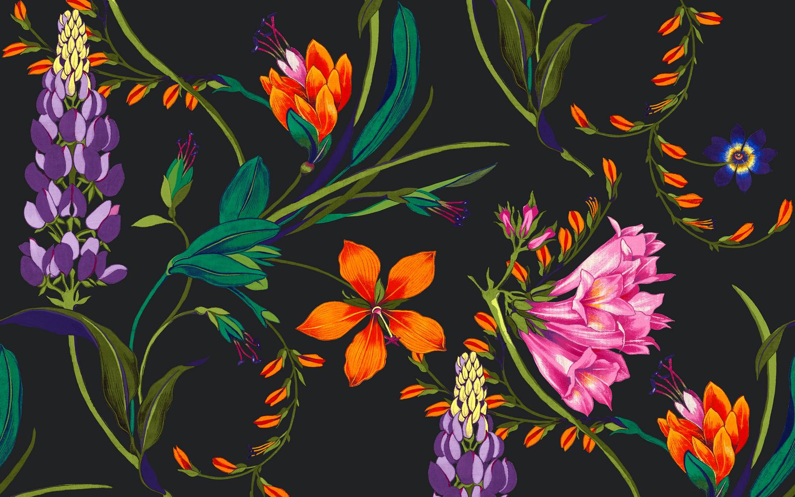 Botanists Scroll Night Mural design