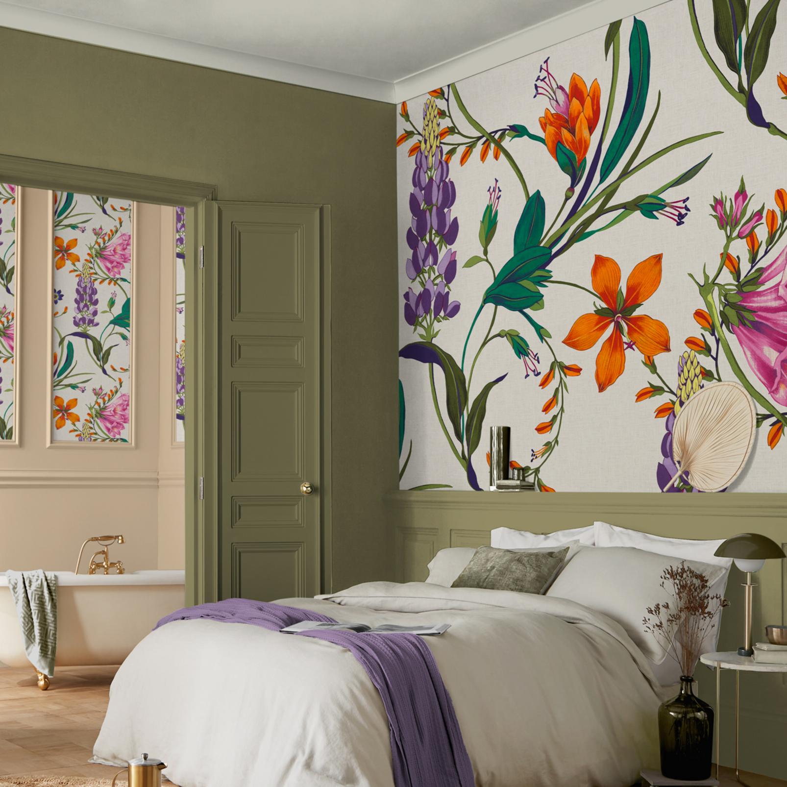 Botanists Scroll Vivant Mural in a Roomset