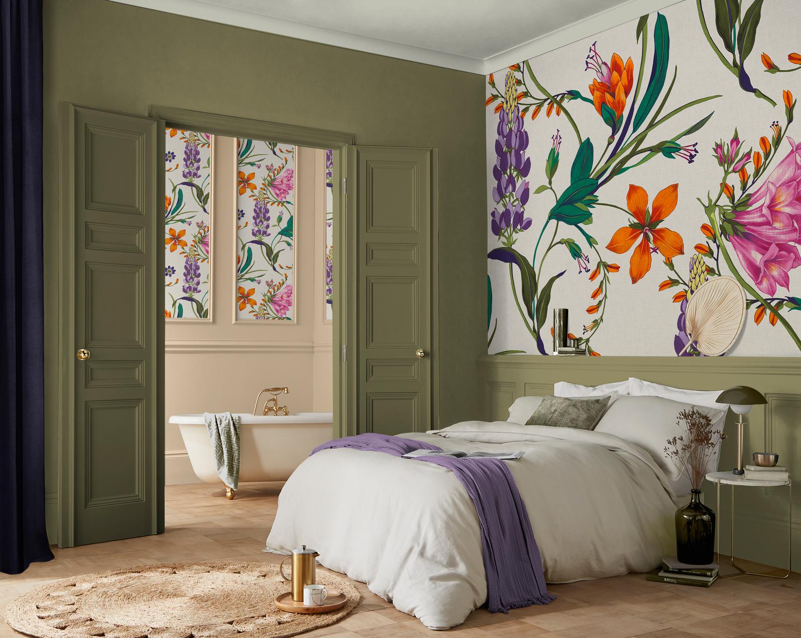 Botanists Scroll Vivant Mural in a Roomset