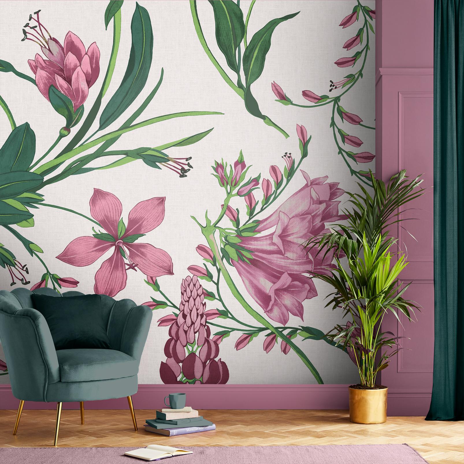 Botanist's Scroll Mauve Bespoke Mural - 139874_ROOMSET_01.jpg