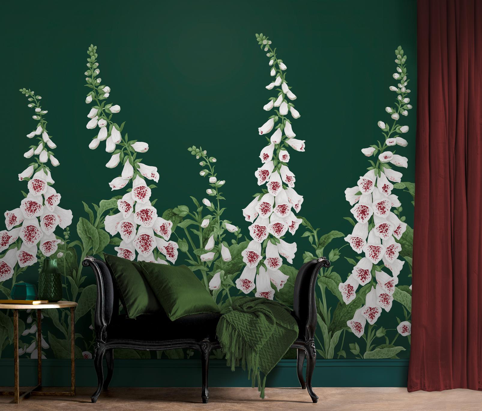 Foxglove Emerald Mural in a Roomset