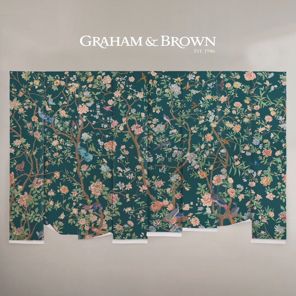 Chinoiserie Teal Mural strip