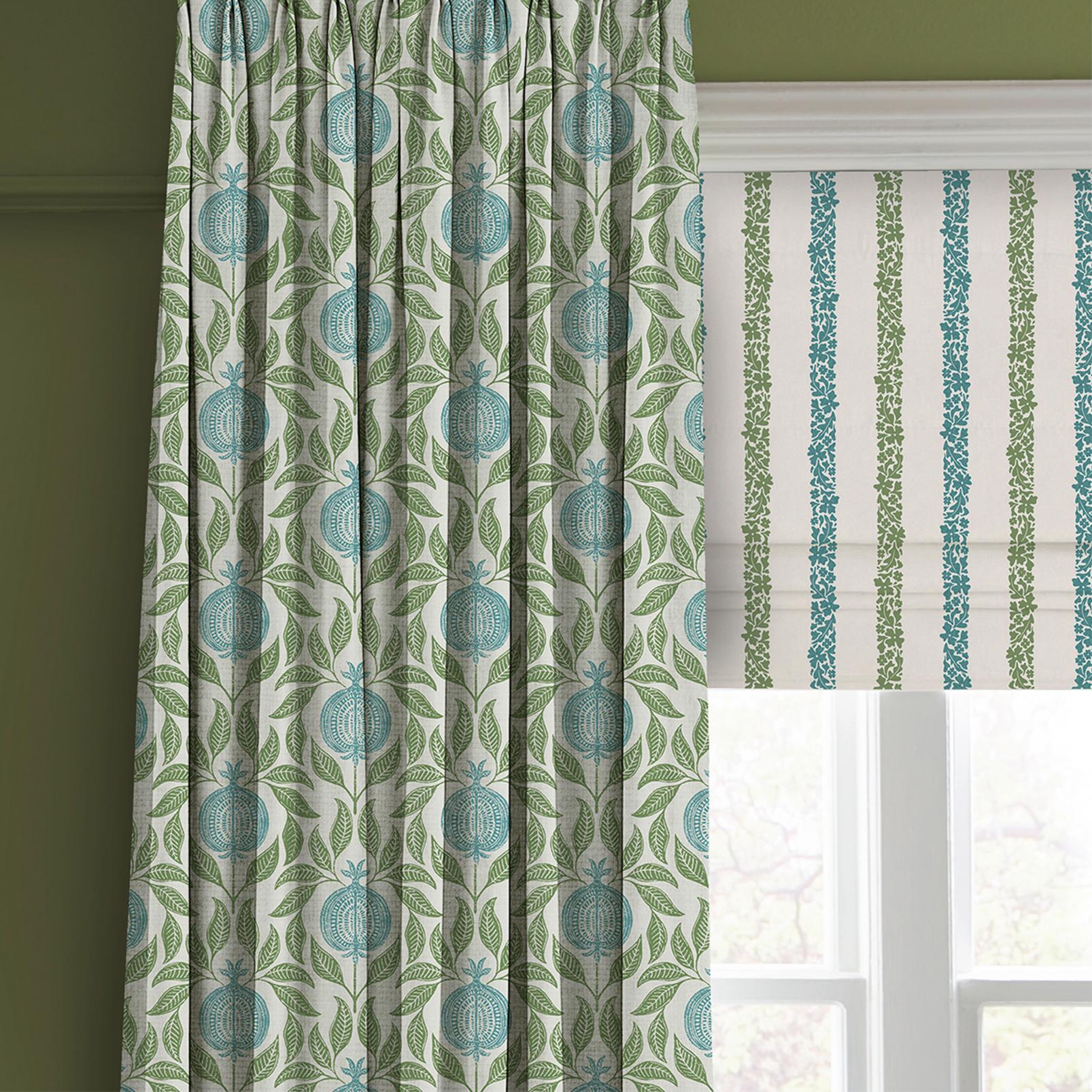 Floral Boheme Stripe Bright Blue and Green Roman Blind - 131669rom_CAMEO_01.jpg