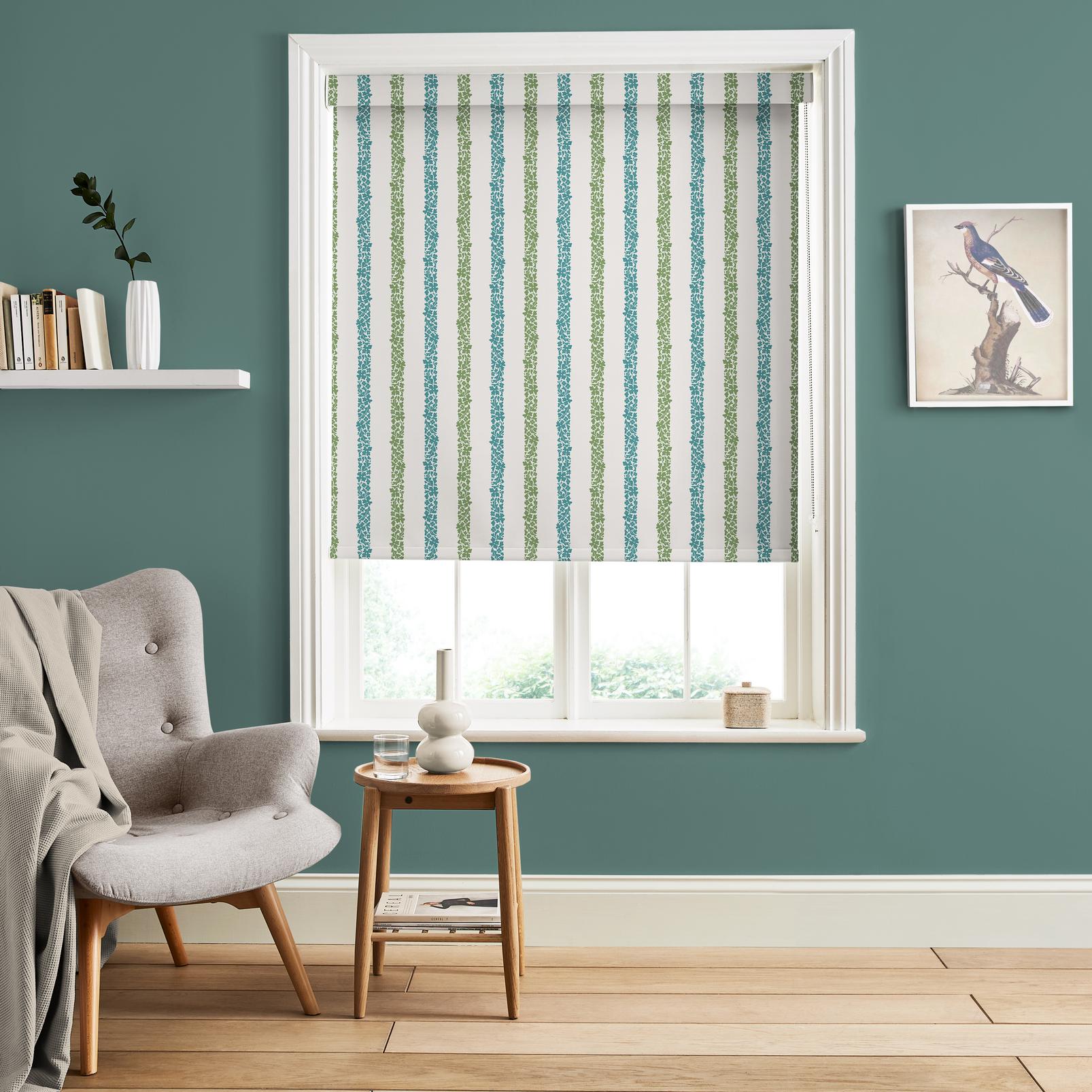 Floral Boheme Stripe Bright Blue and Green Roller Blind - 131666rol_ROOMSET_01.jpg