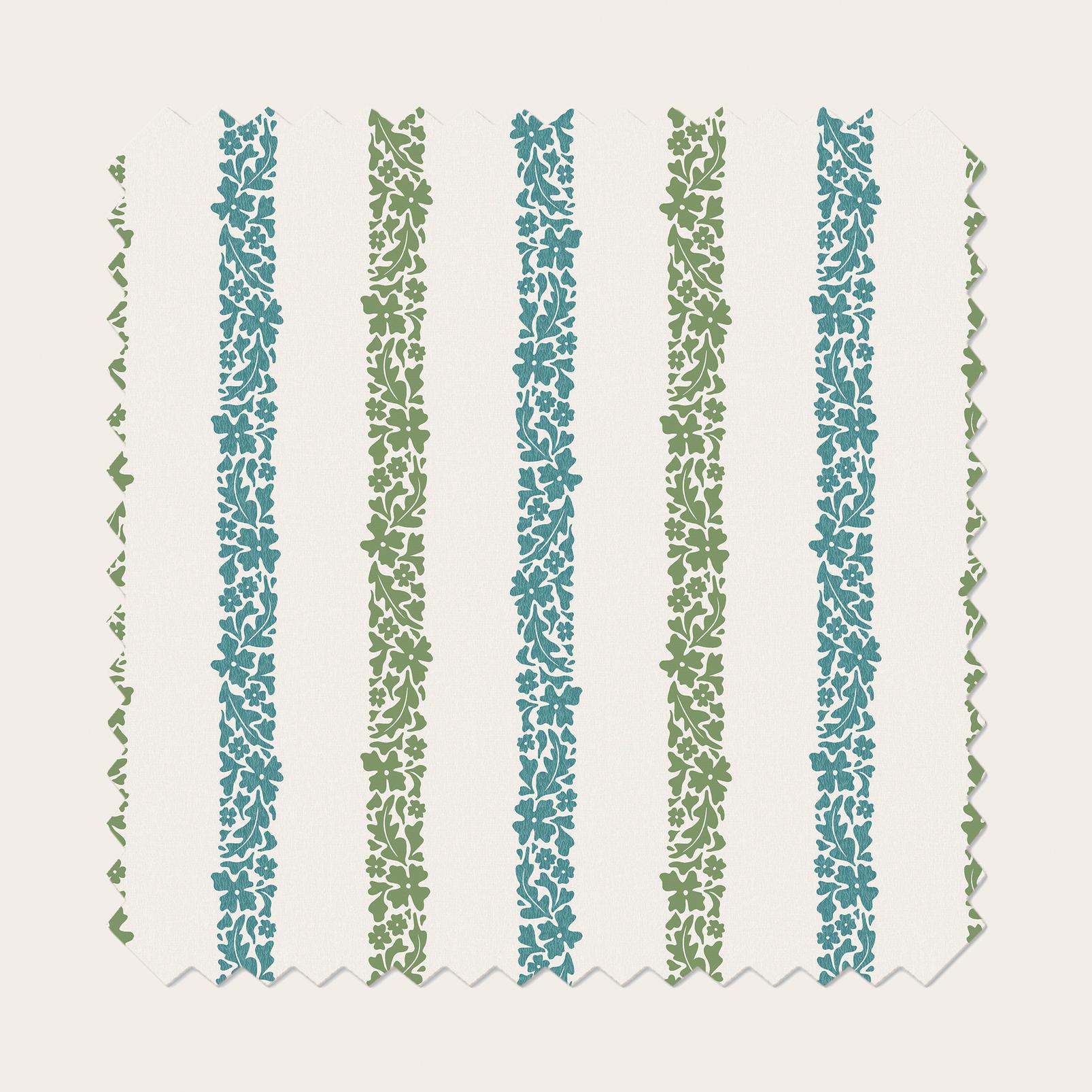 Floral Boheme Stripe Bright Blue and Green Roller Blind - 131666rol_TILE_01.jpg