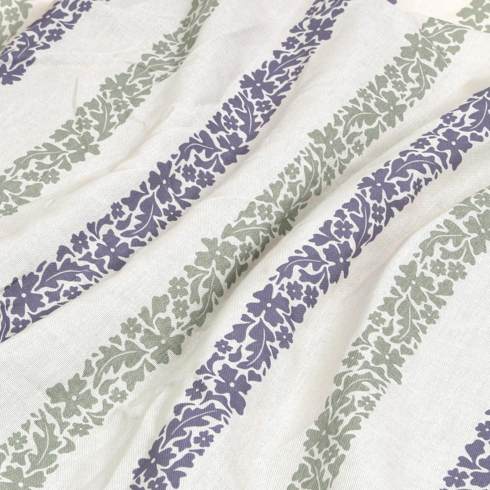 Floral Boheme Stripe Purple and Green Curtain fabric close up image