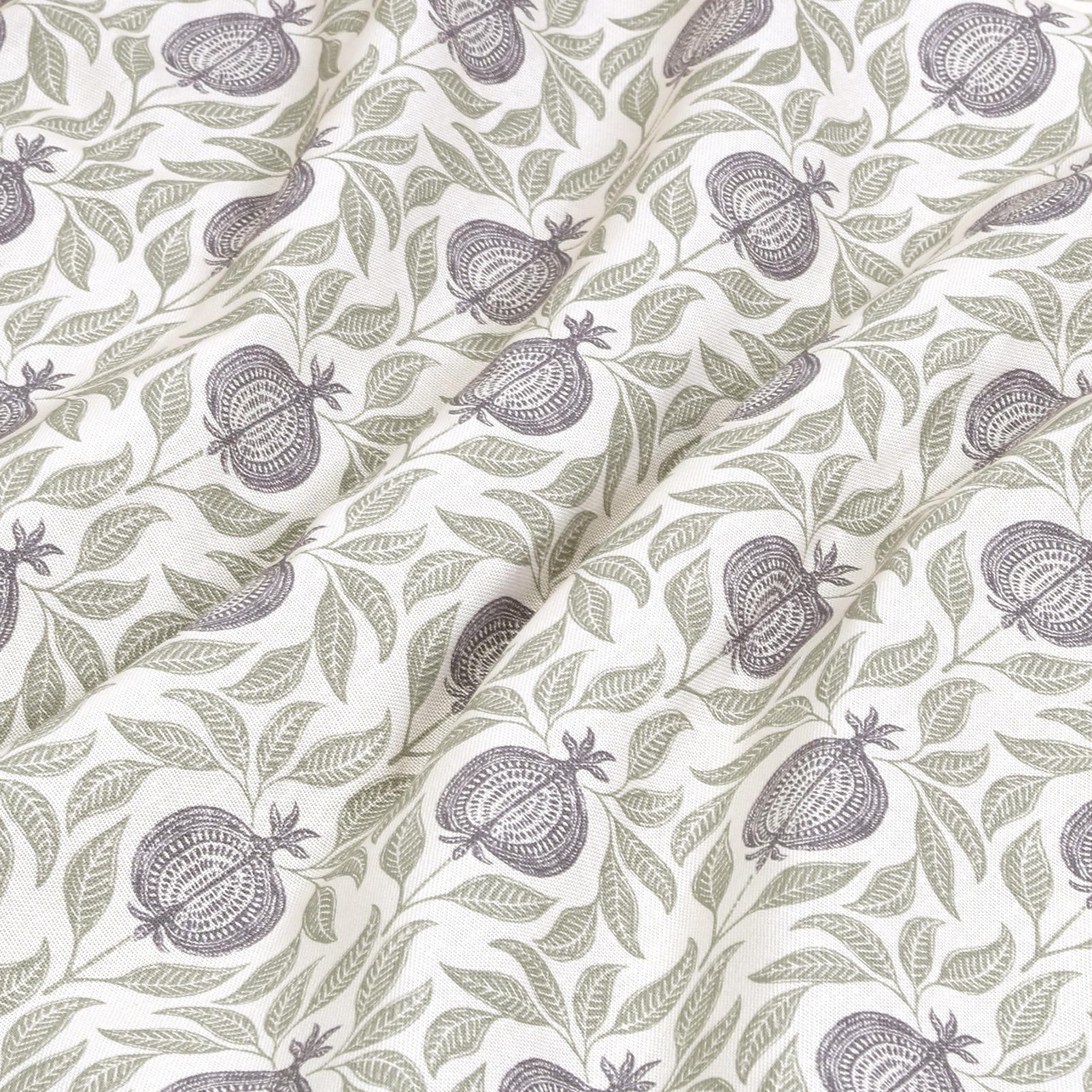 Apple of Grenada Purple and Sage Curtain fabric close up image