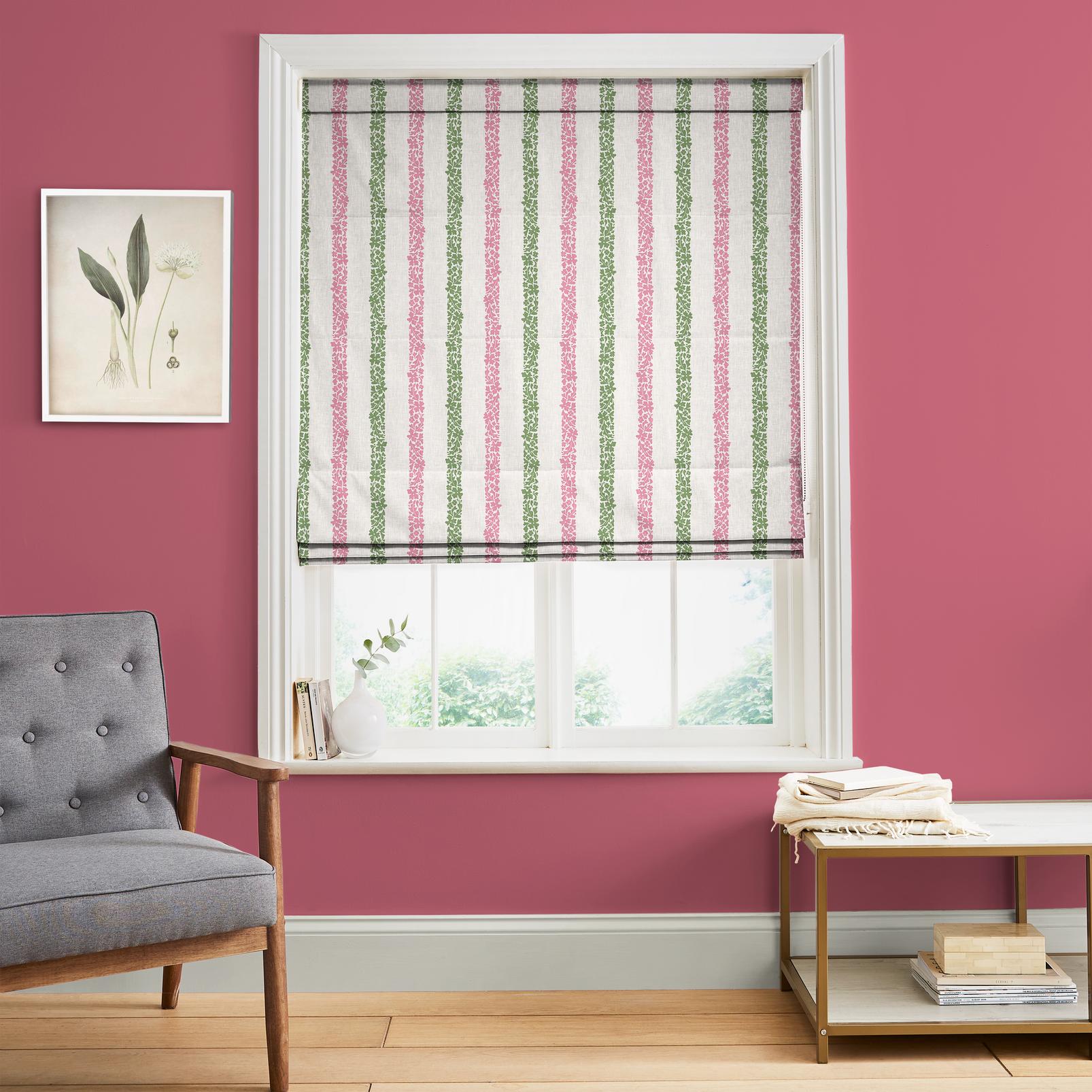 Floral Boheme Stripe Pink and Green Roman Blind - 131653rom_ROOMSET_01.jpg