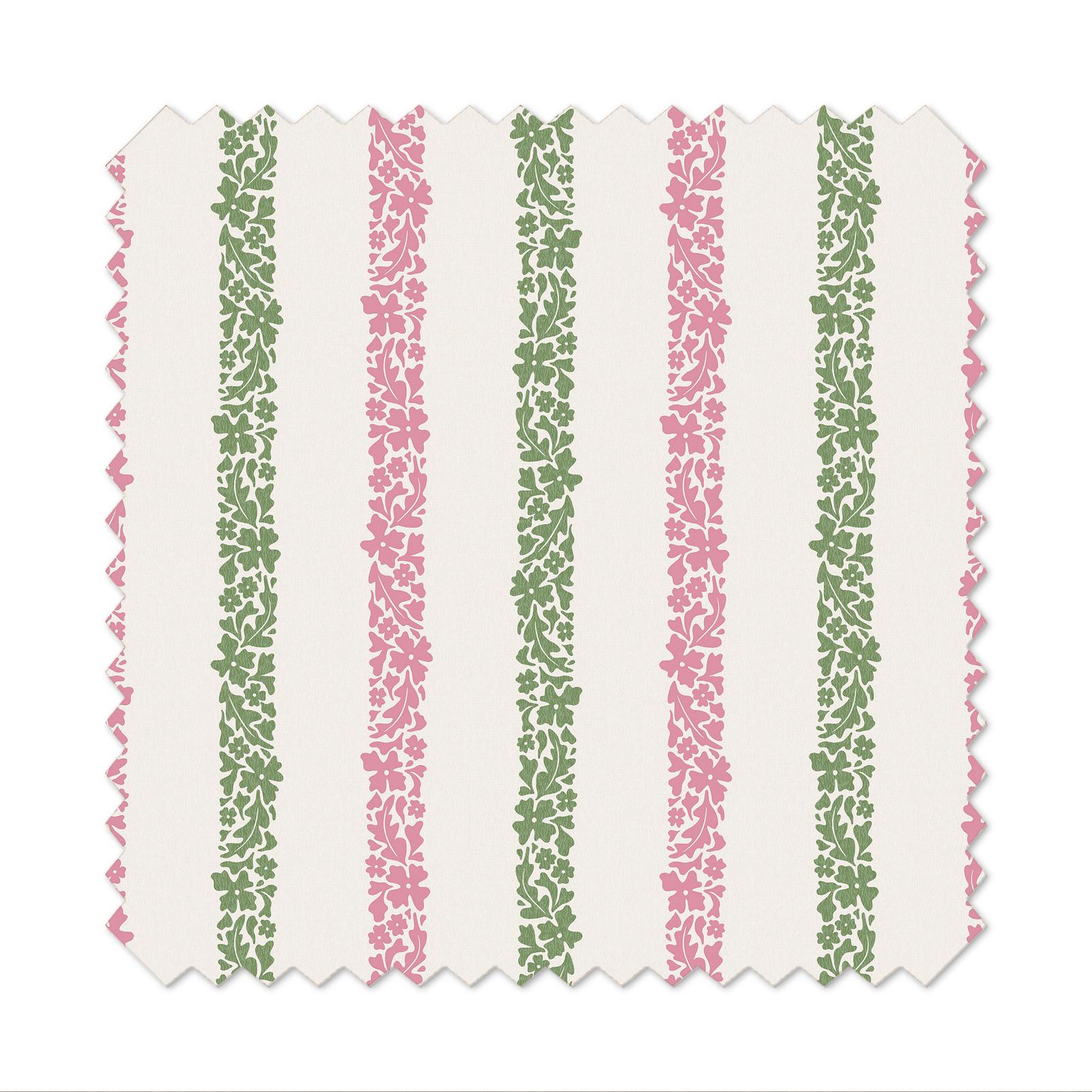 Floral Boheme Stripe Pink and Green Roman Blind flatlay image