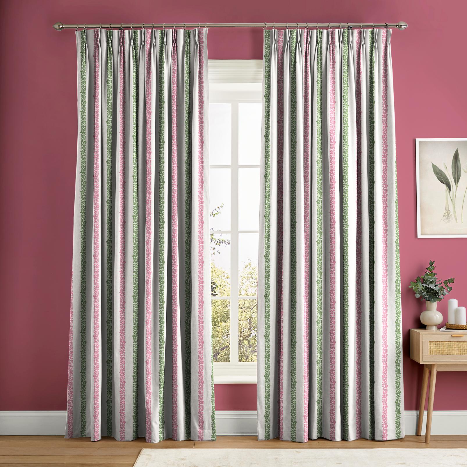 Floral Boheme Stripe Pink and Green Curtain - 131653cur_ROOMSET_01.jpg