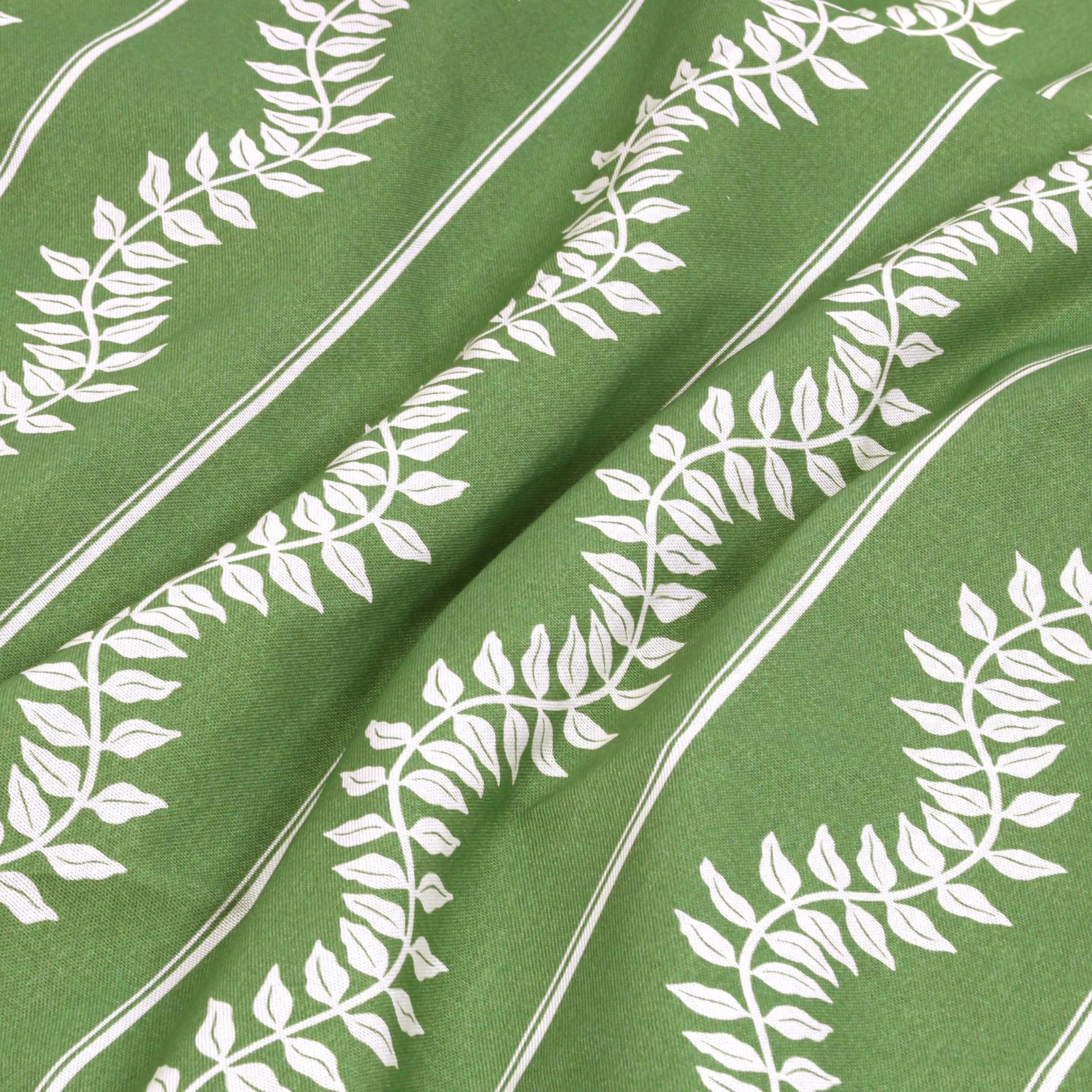 Laurel Leaf Stripe Apple Green Roman Blind fabric close up image