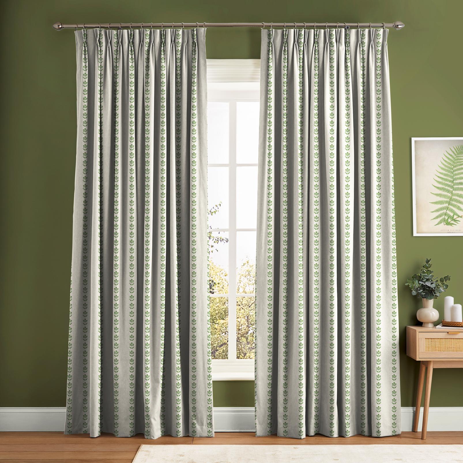 Petal Stripe Apple Green Curtain in a Roomset