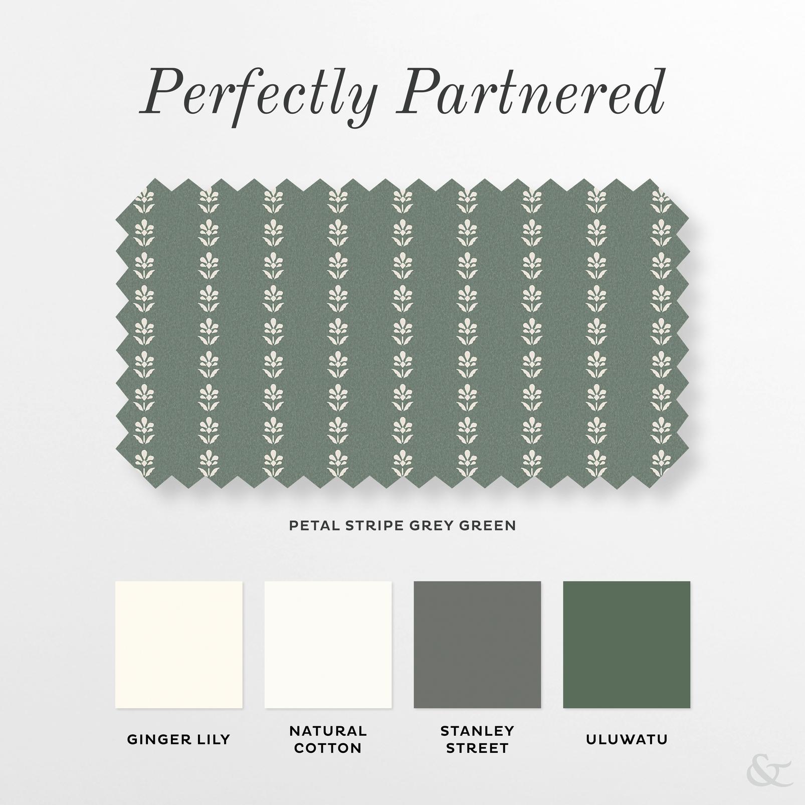 Petal Stripe Grey Green Roman Blind perfectly partnered products