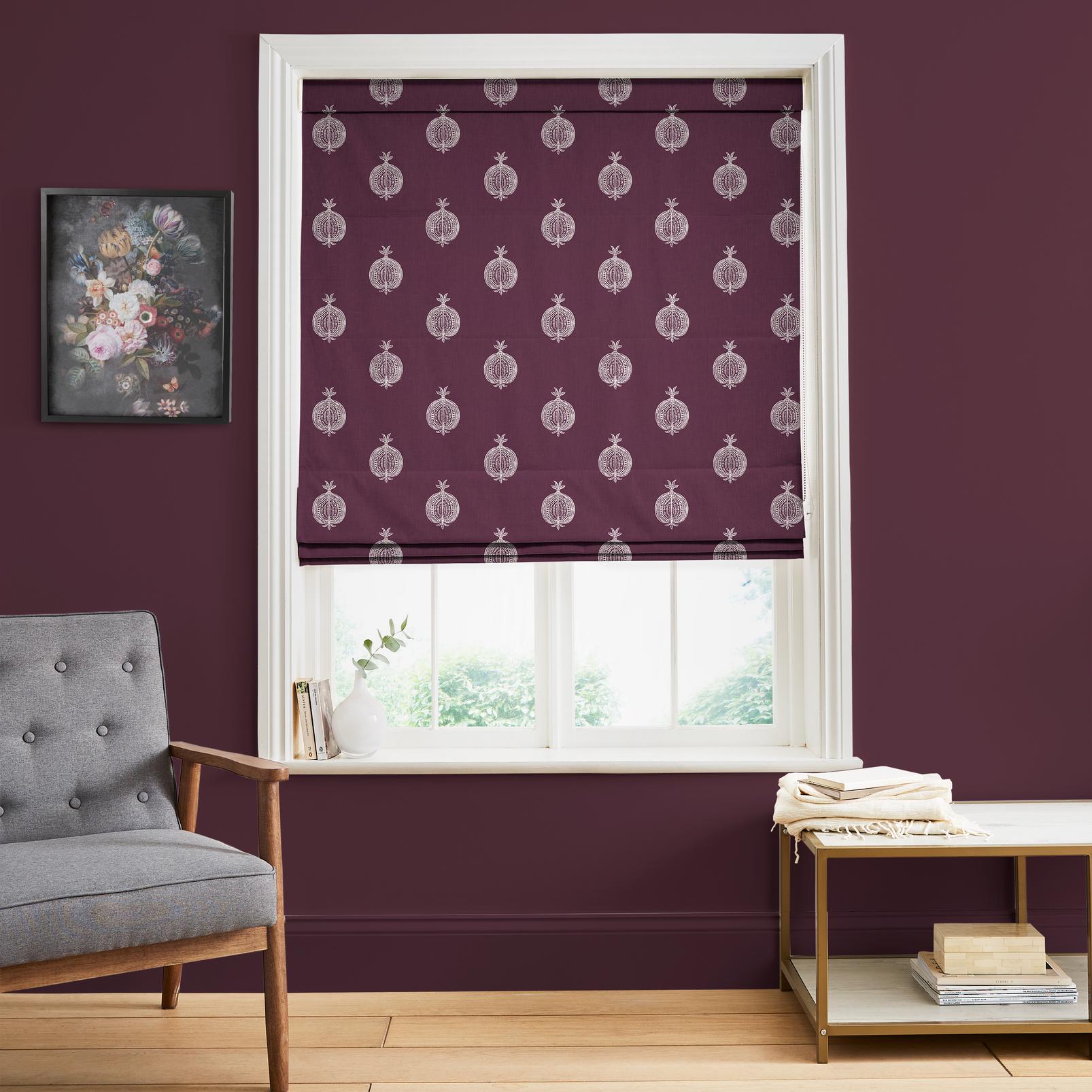 Pomegranate Motif Epoch Purple Roman Blind - 131641rom_ROOMSET_01.jpg