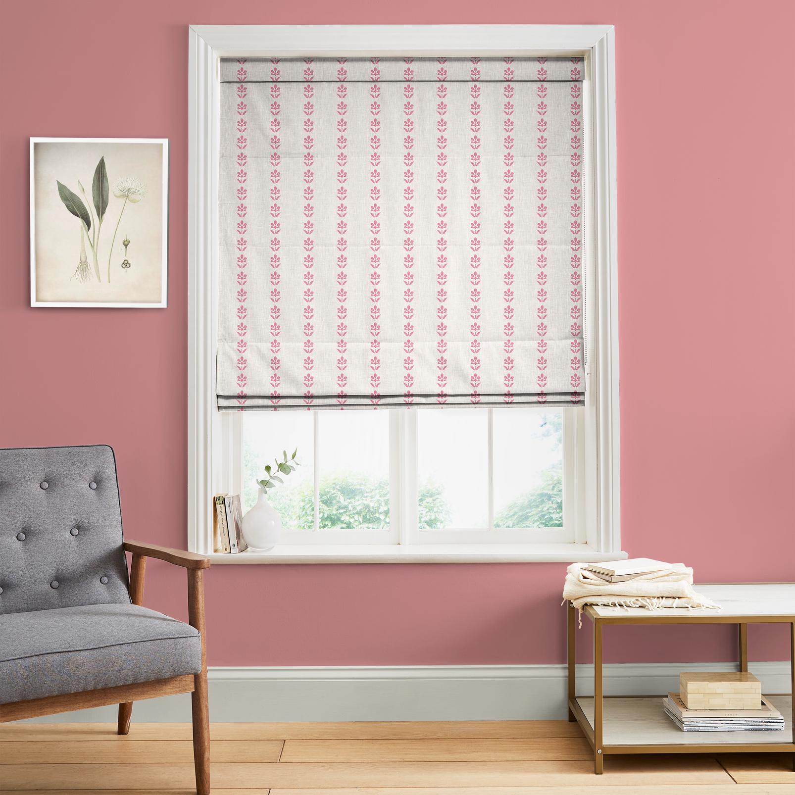 Petal Stripe Pink Roman Blind in a Roomset