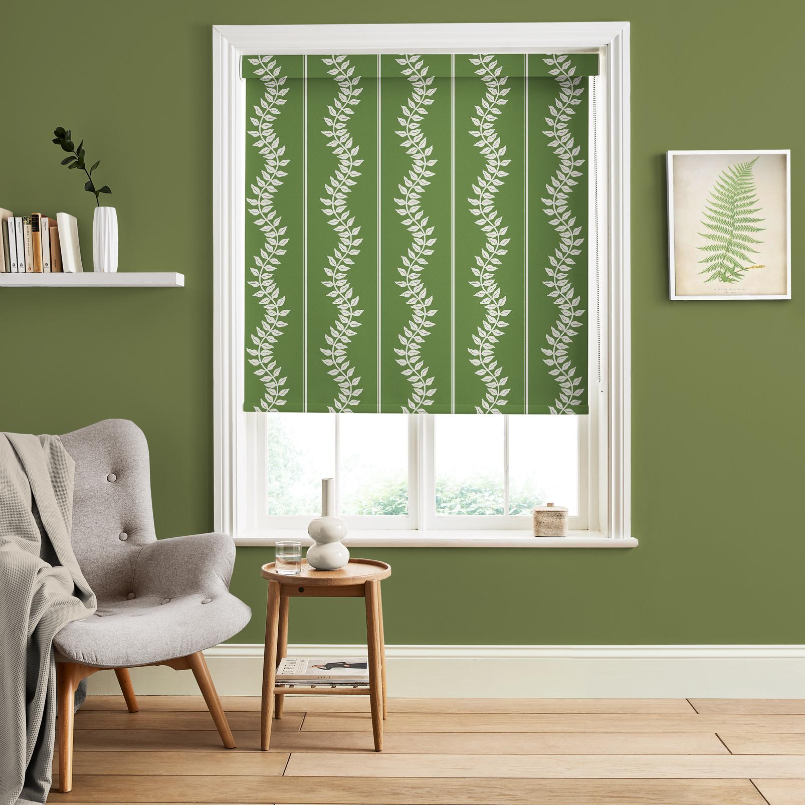 Laurel Leaf Stripe Apple Green Roller Blind - 131594rol_ROOMSET_01.jpg