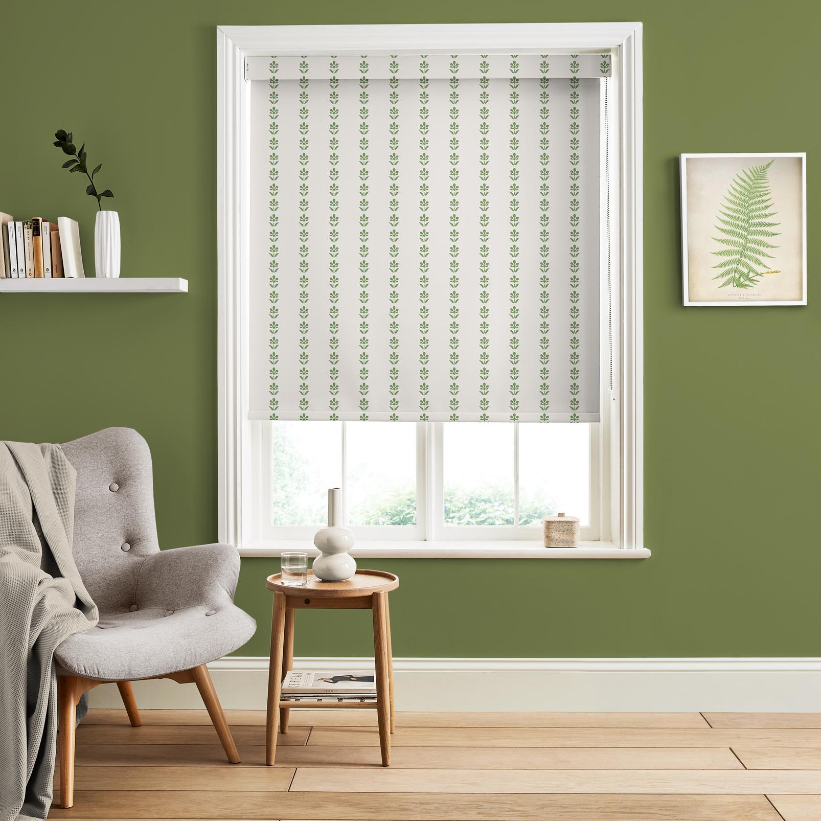 Petal Stripe Apple Green Roller Blind in a Roomset