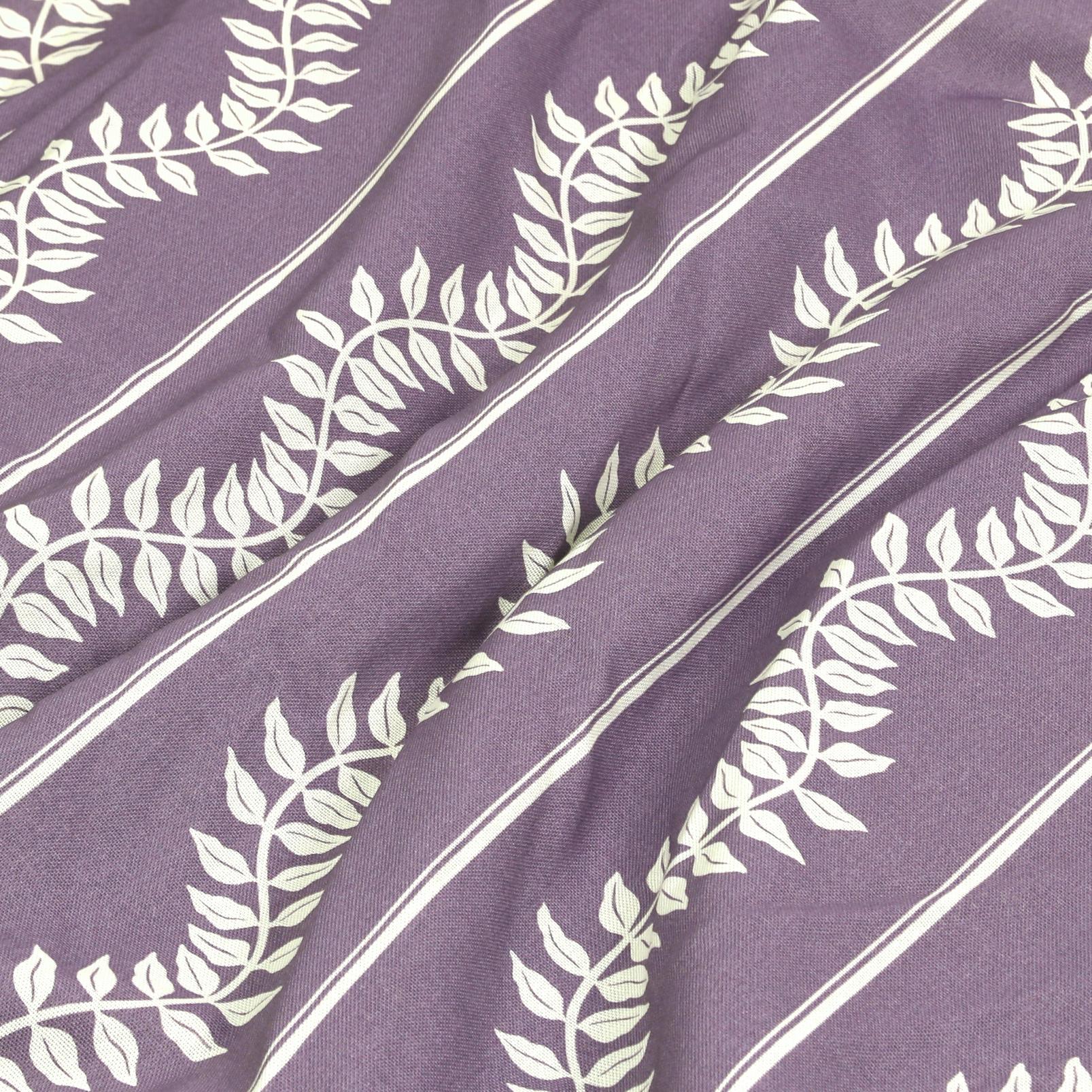 Laurel Leaf Stripe Purple Curtain fabric close up image