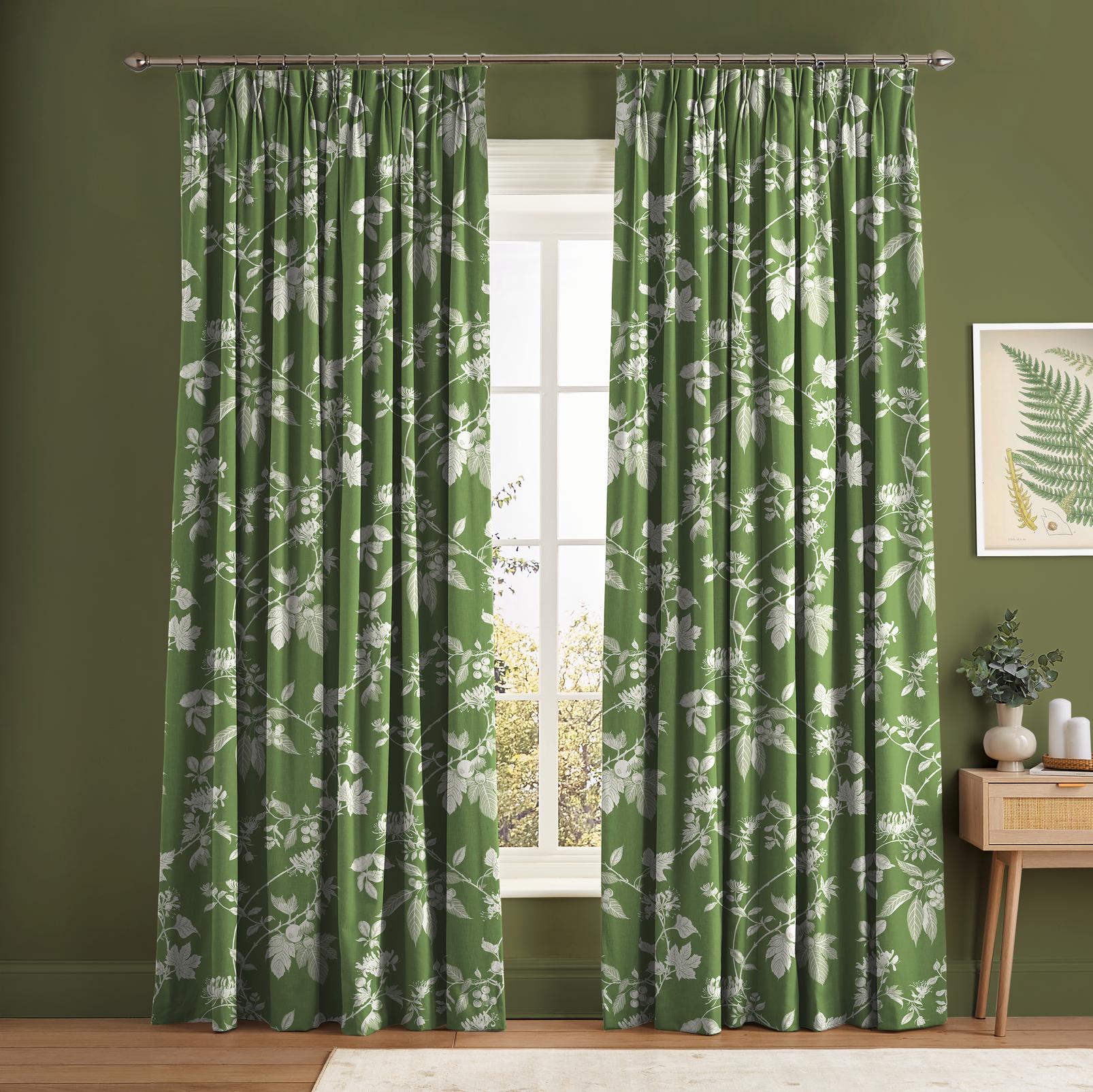 Garden Vine Apple Green Curtain in a Roomset
