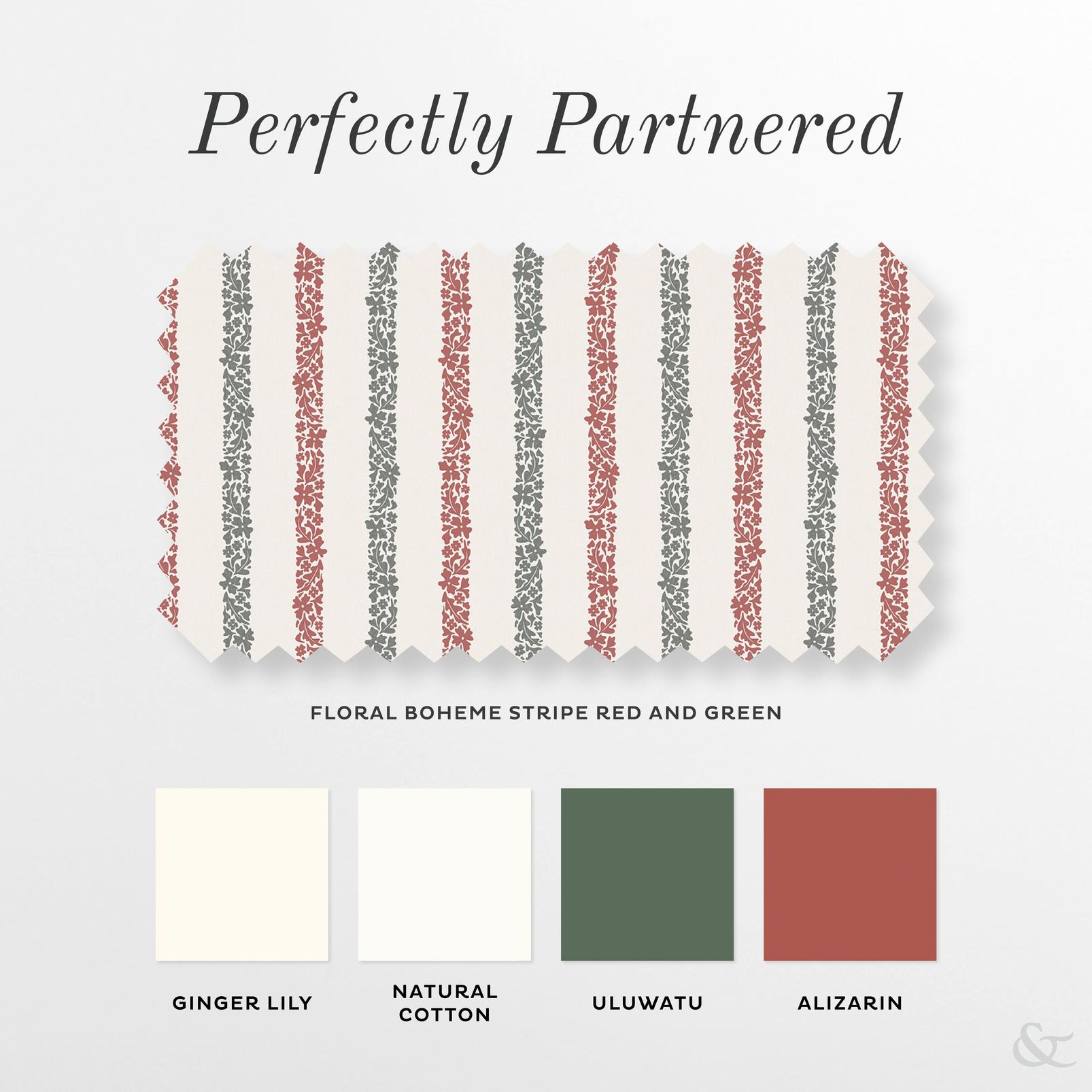 Floral Boheme Stripe Red and Green Roman Blind - 131657rom_COORDINATES_01.jpg