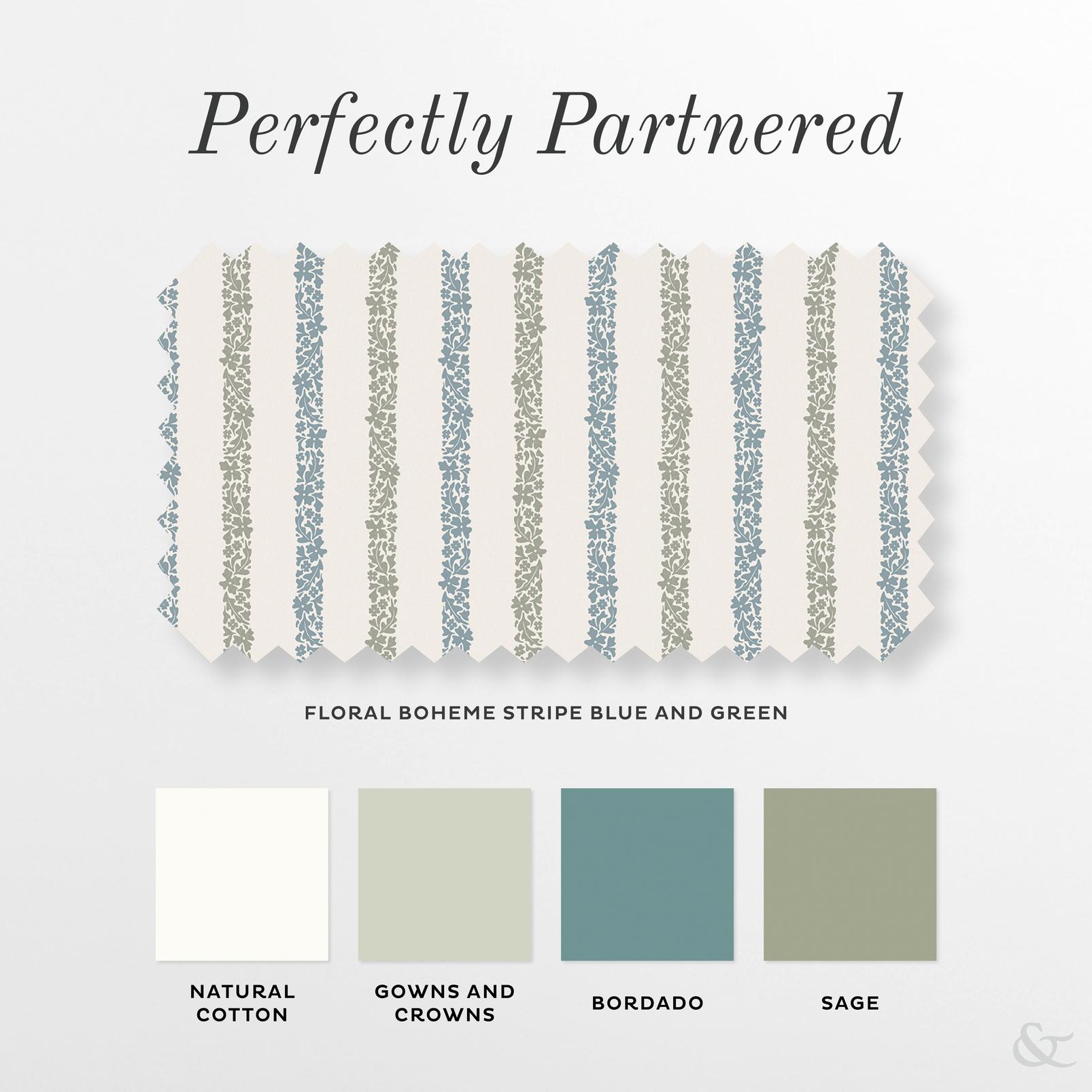 Floral Boheme Stripe Blue and Green Roman Blind - 131665rom_COORDINATES_01.jpg