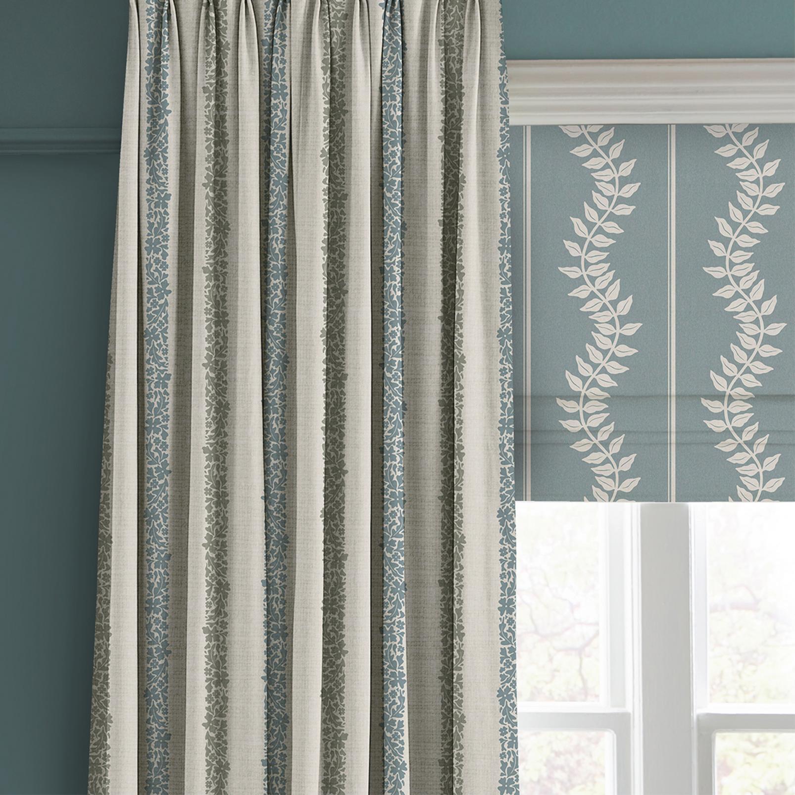 Floral Boheme Stripe Blue and Green Curtain - 131665cur_CAMEO_01.jpg