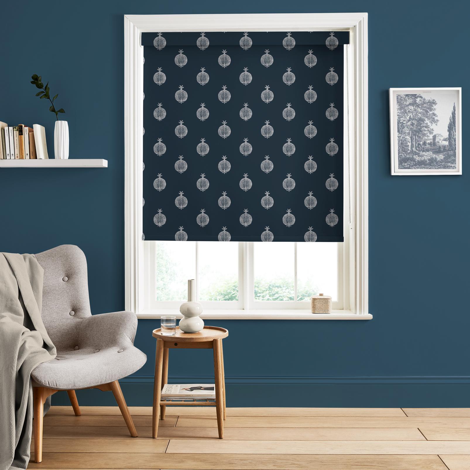 Pomegranate Motif Navy Roller Blind - 131634rol_ROOMSET_01.jpg