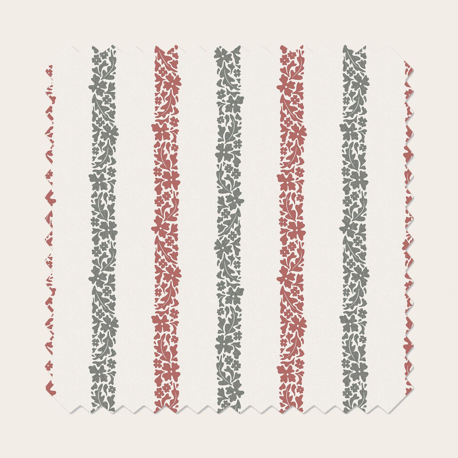 Floral Boheme Stripe Red and Green Roller Blind - 131654rol_FLATLAY_01.jpg