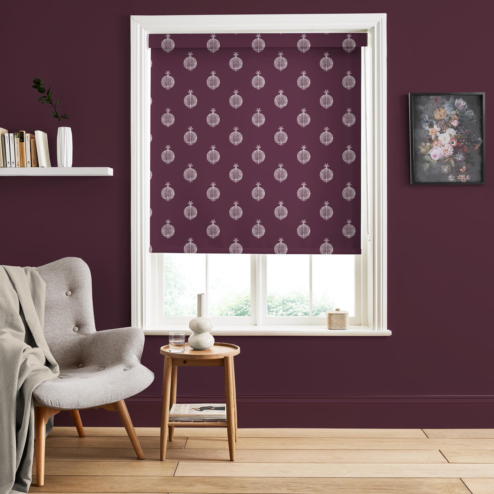 Pomegranate Motif Epoch Purple Roller Blind - 131638rol_ROOMSET_01.jpg