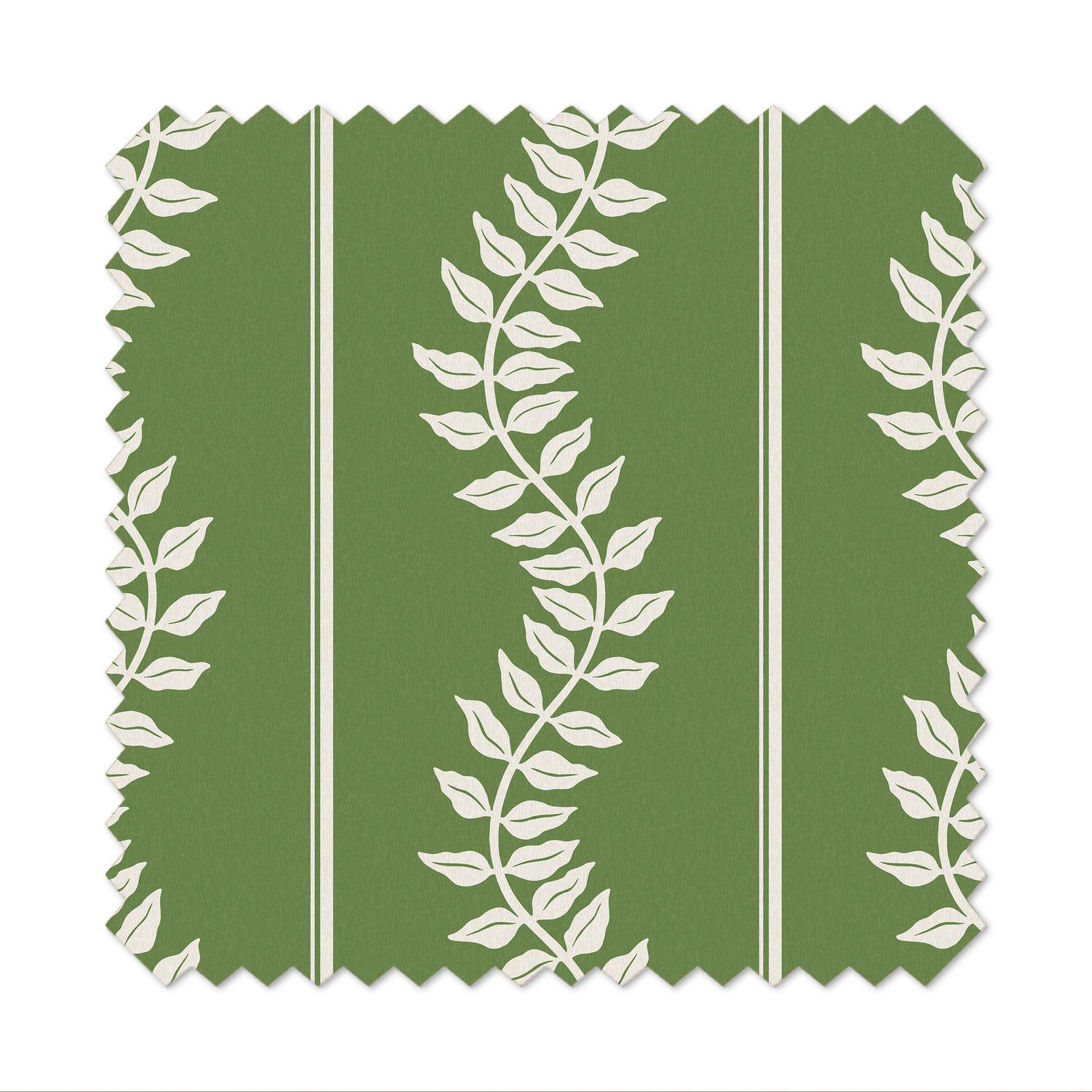 Laurel Leaf Stripe Apple Green Curtain flatlay image