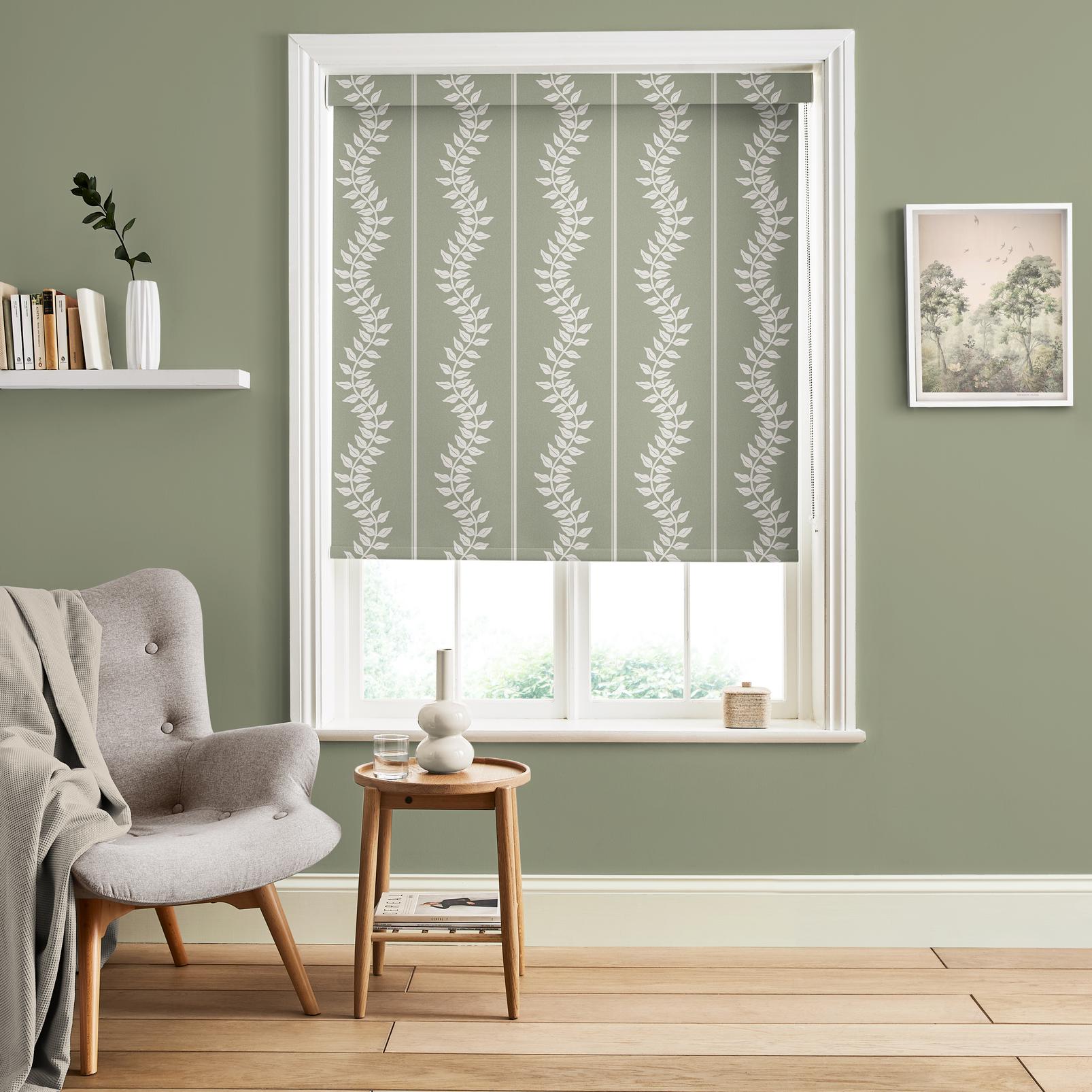 Laurel Leaf Stripe Sage Roller Blind - 131578rol_ROOMSET_01.jpg