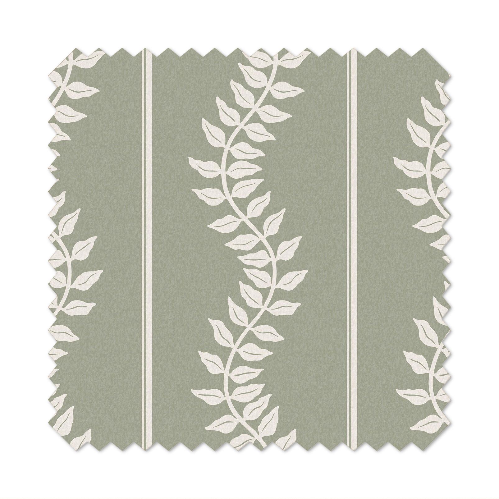 Laurel Leaf Stripe Sage Curtain flatlay image