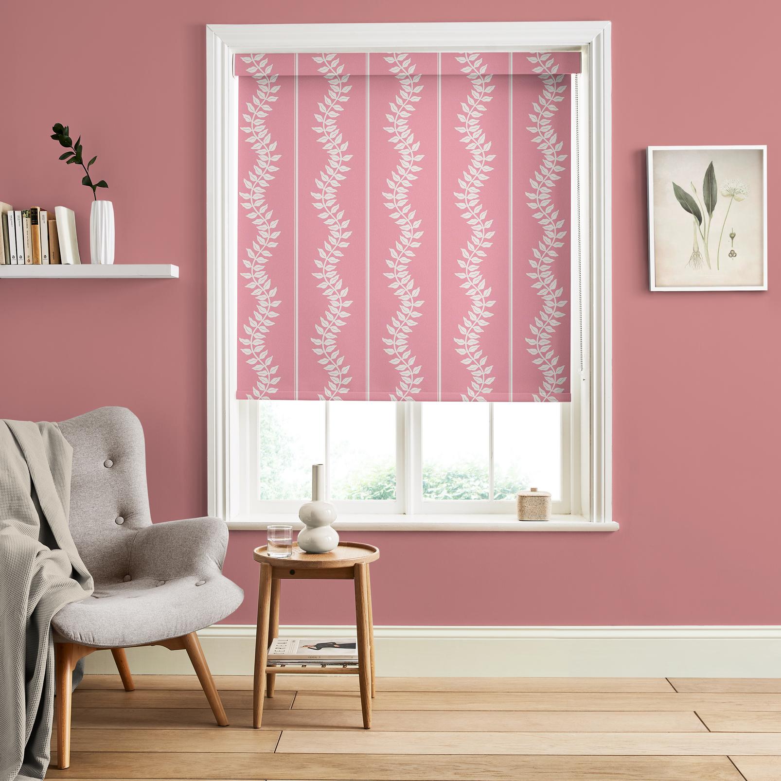 Laurel Leaf Stripe Pink Roller Blind - 131570rol_ROOMSET_01.jpg