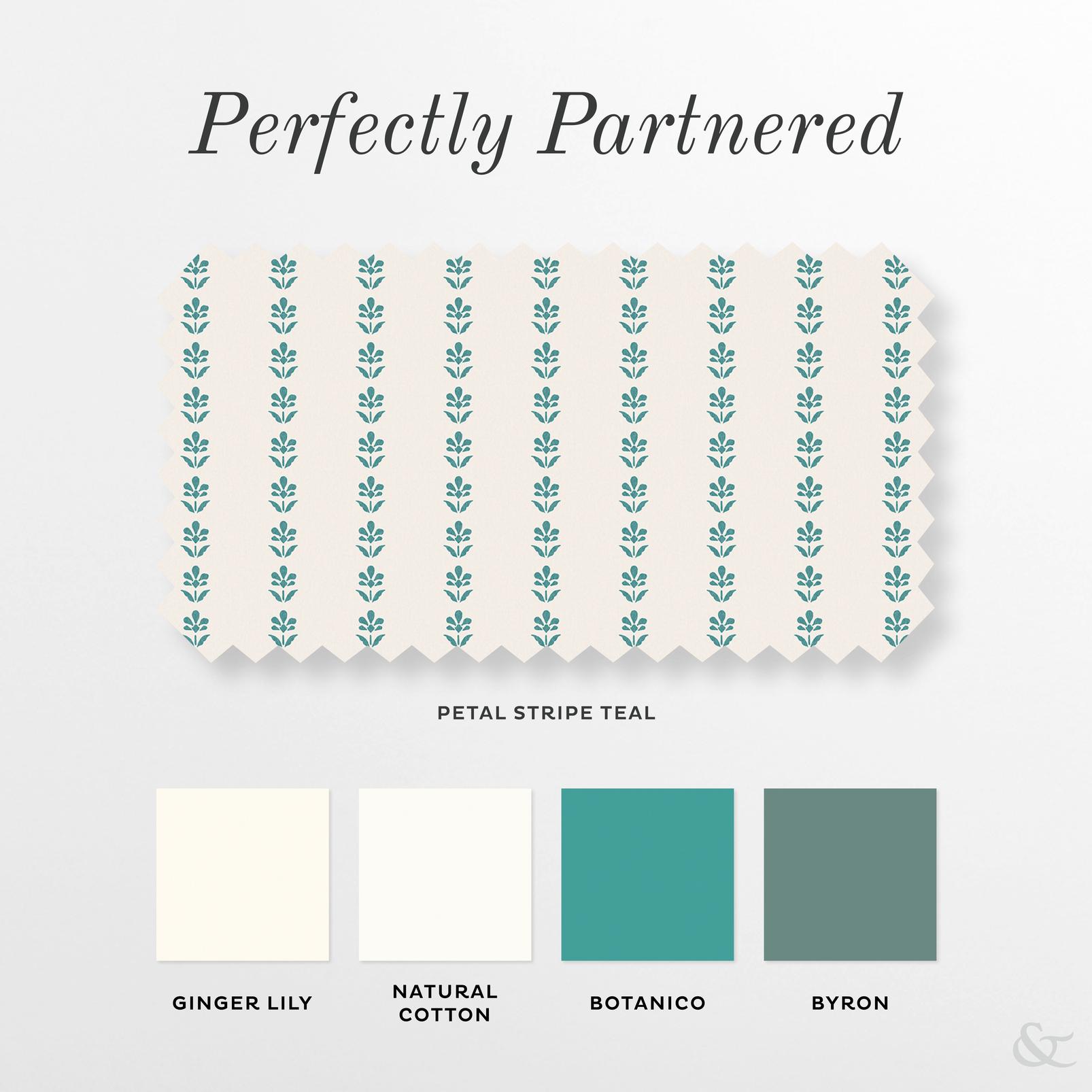 Petal Stripe Teal Roman Blind perfectly partnered products