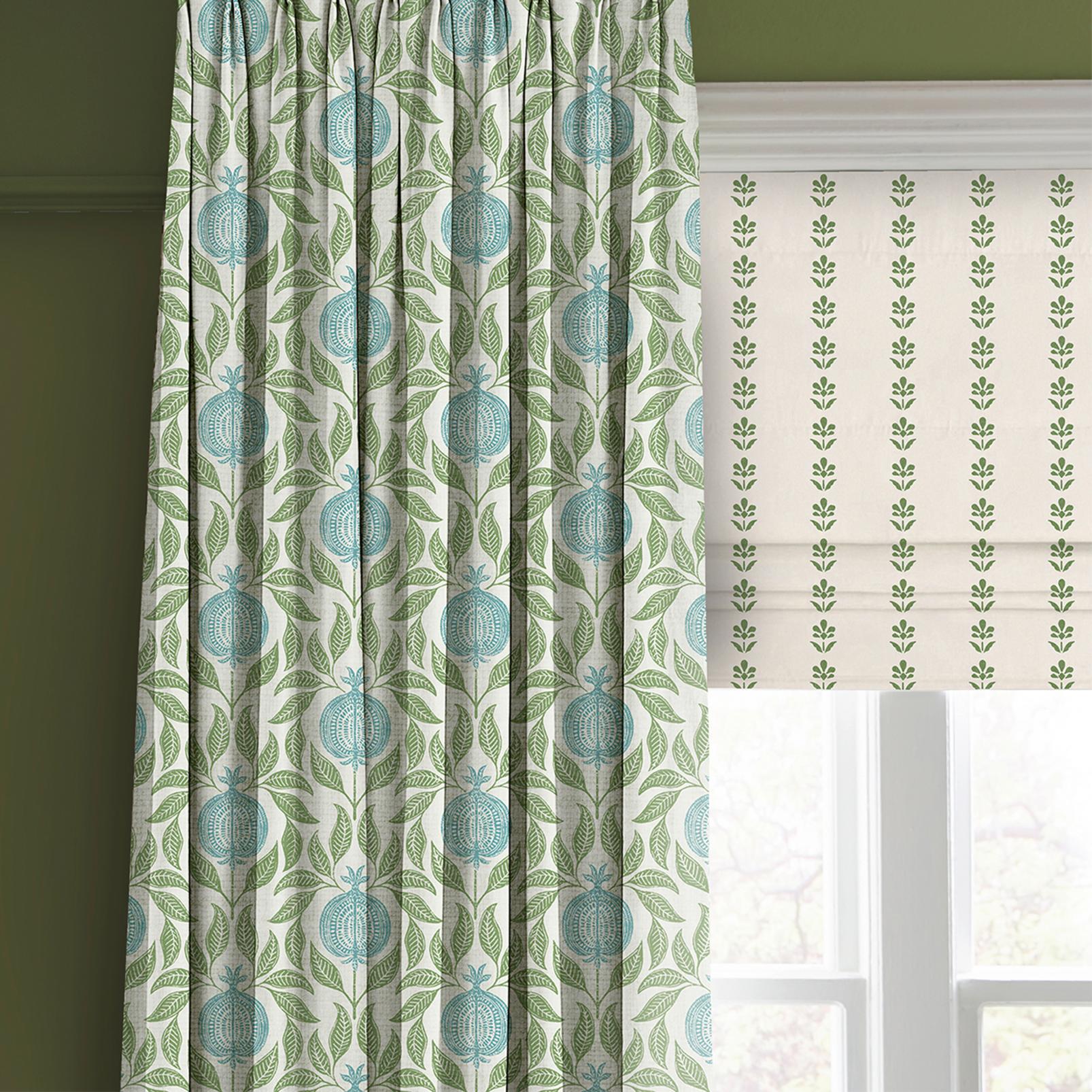 Petal Stripe Apple Green Roman Blind close up image