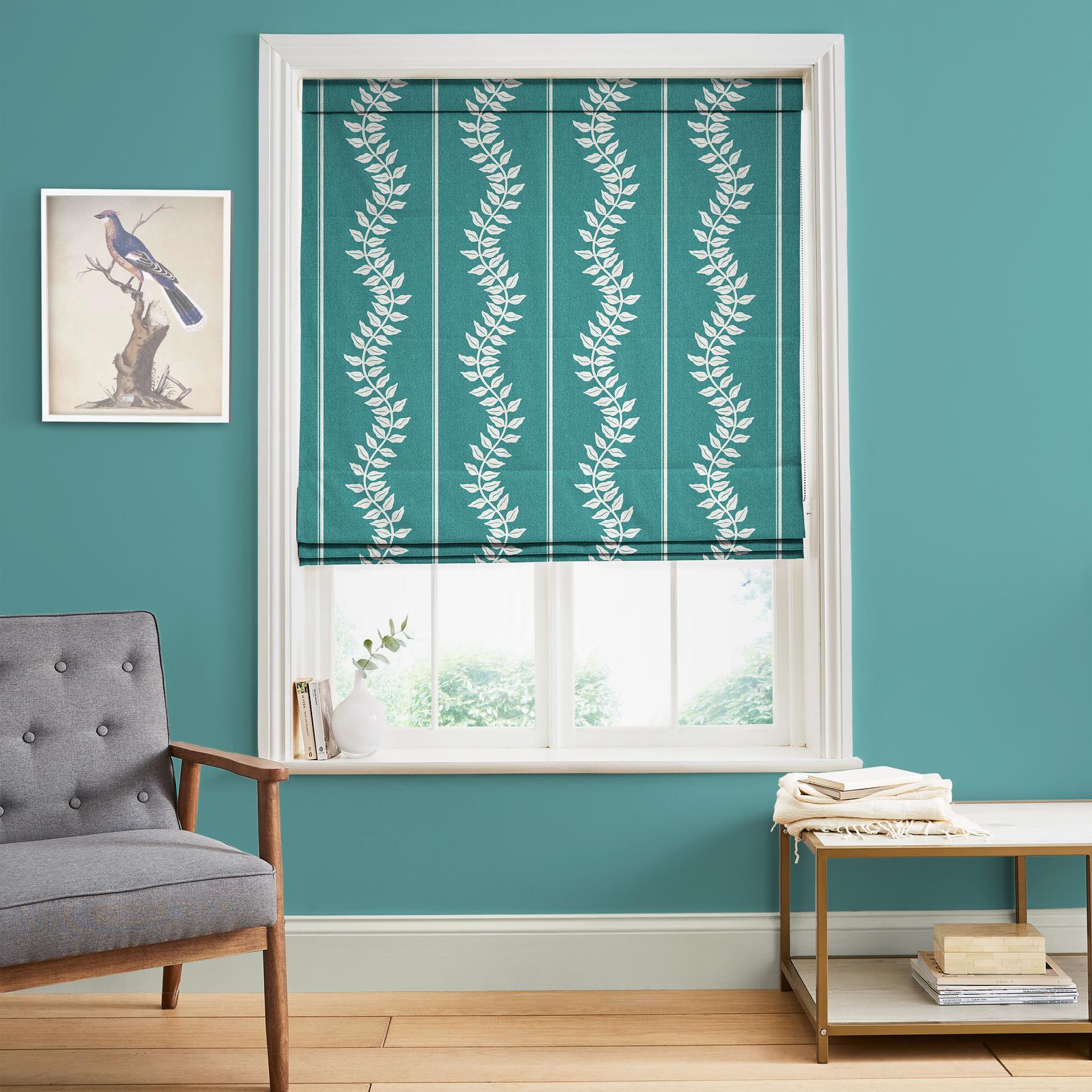 Laurel Leaf Stripe Teal Roman Blind - 131577rom_ROOMSET_01.jpg