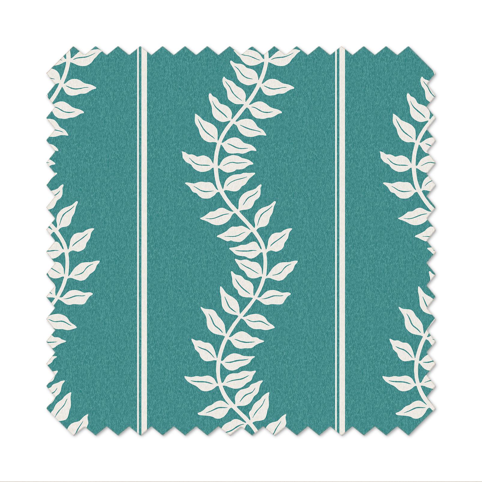 A5 Sample Laurel Leaf Stripe Teal Blackout Roller Blind - 13157594_TILE_01.jpg