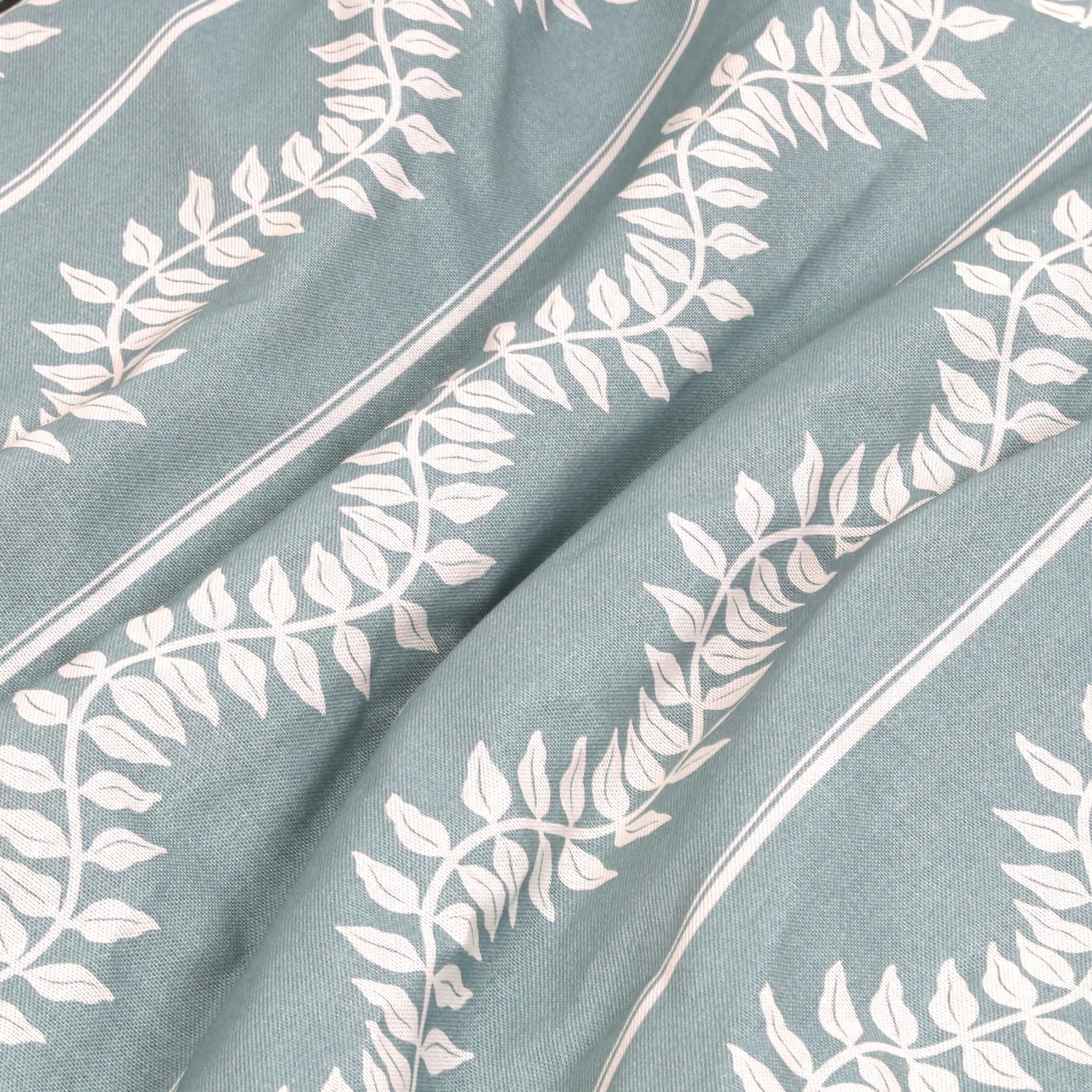 Laurel Leaf Stripe Blue Curtain fabric close up image