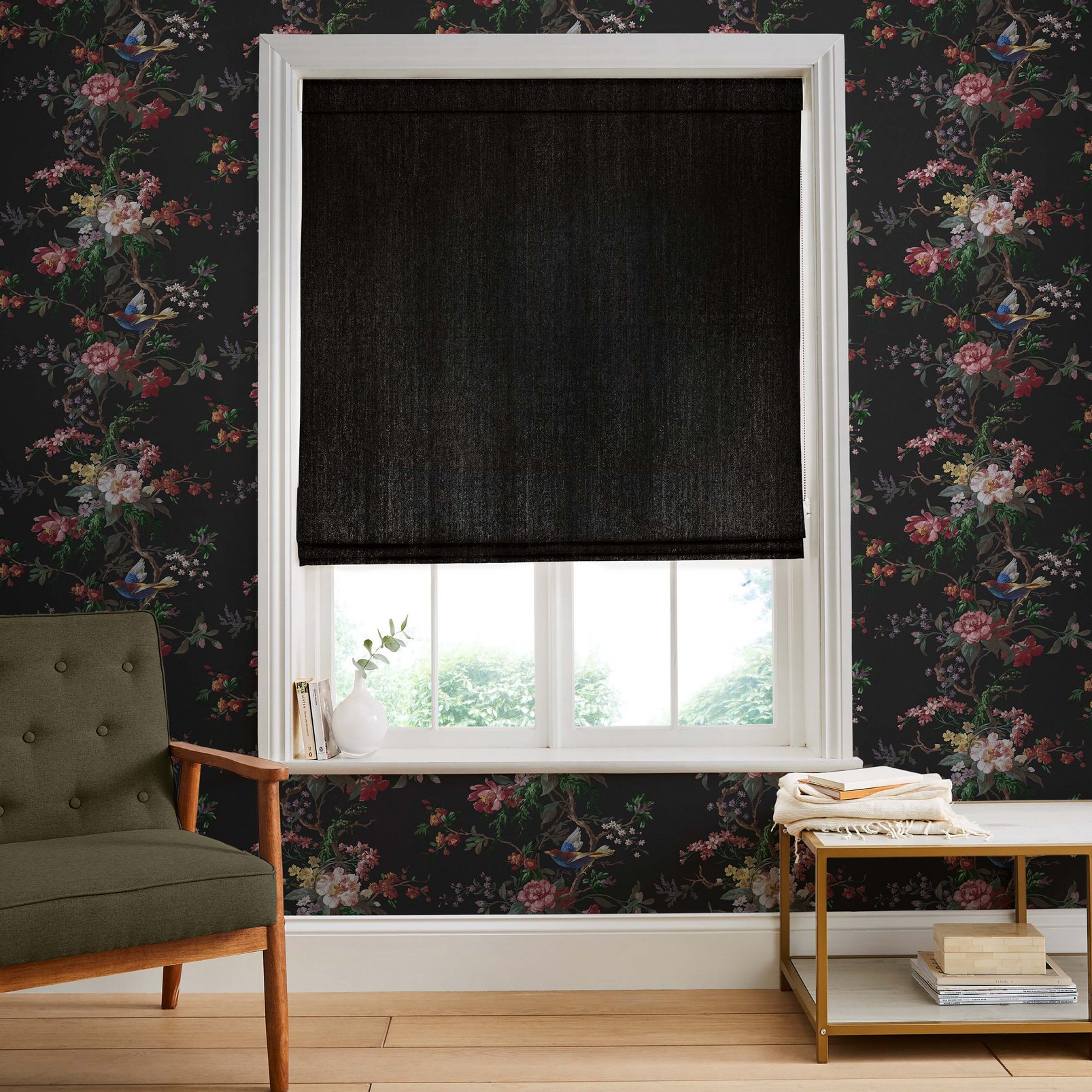 Glimmer Black Roman Blind - 116125rom_ROOMSET_01.jpg